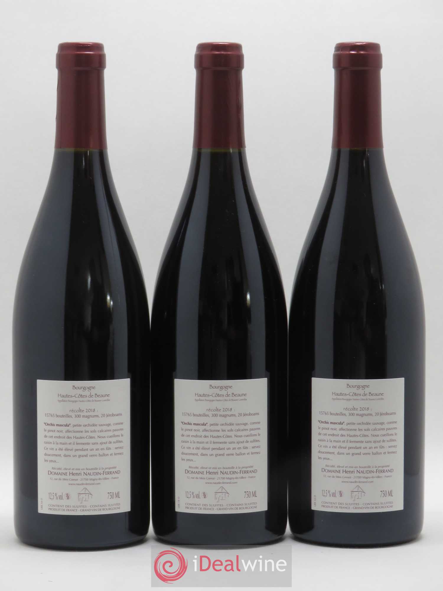 Hautes-Côtes de Beaune Orchis Mascula Naudin-Ferrand (Domaine) 2018 - Lot de 3 bouteilles - 1