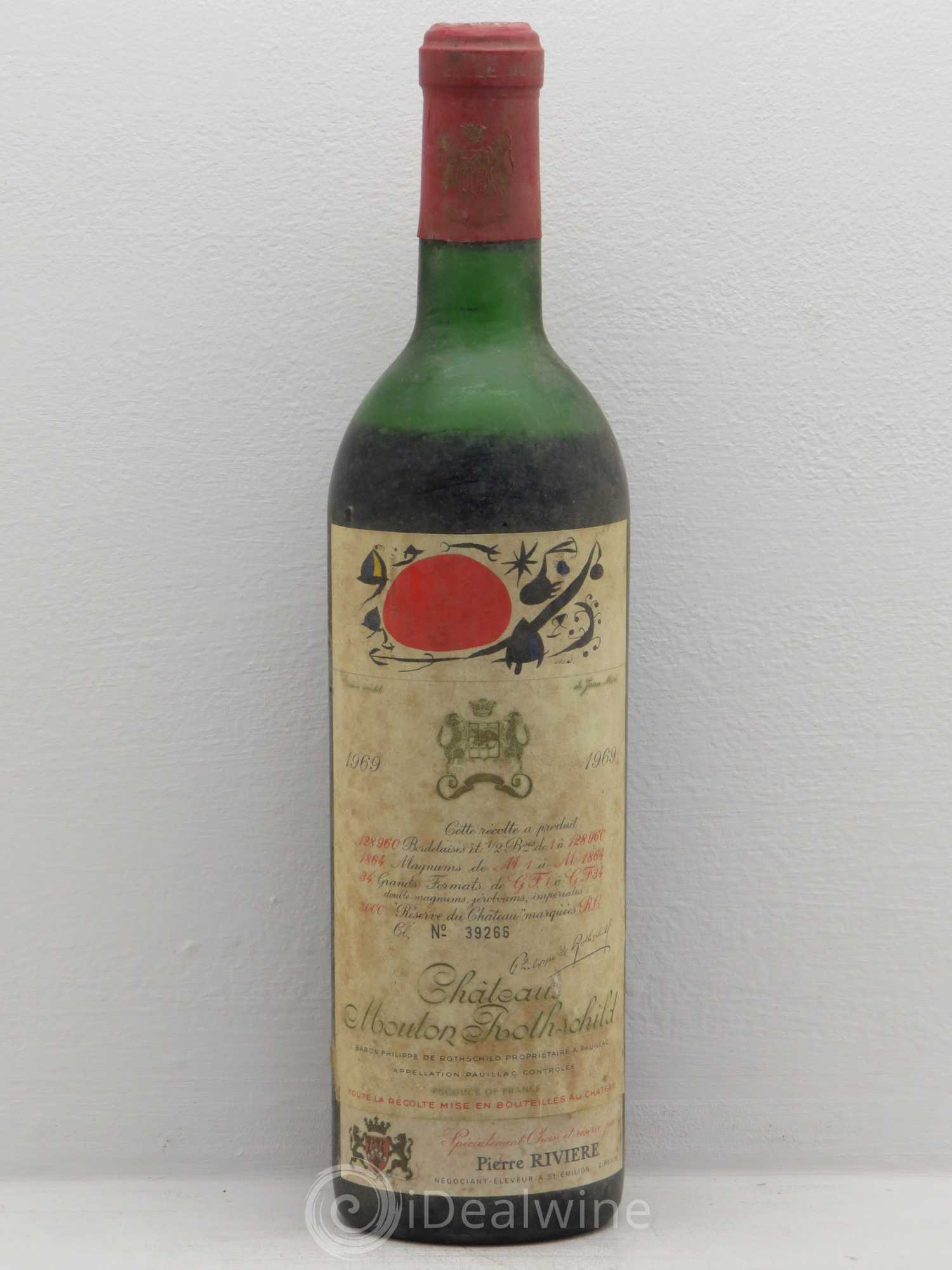 Château Mouton Rothschild 1er Grand Cru Classé 1969 - Lot de 1 bouteille - 0