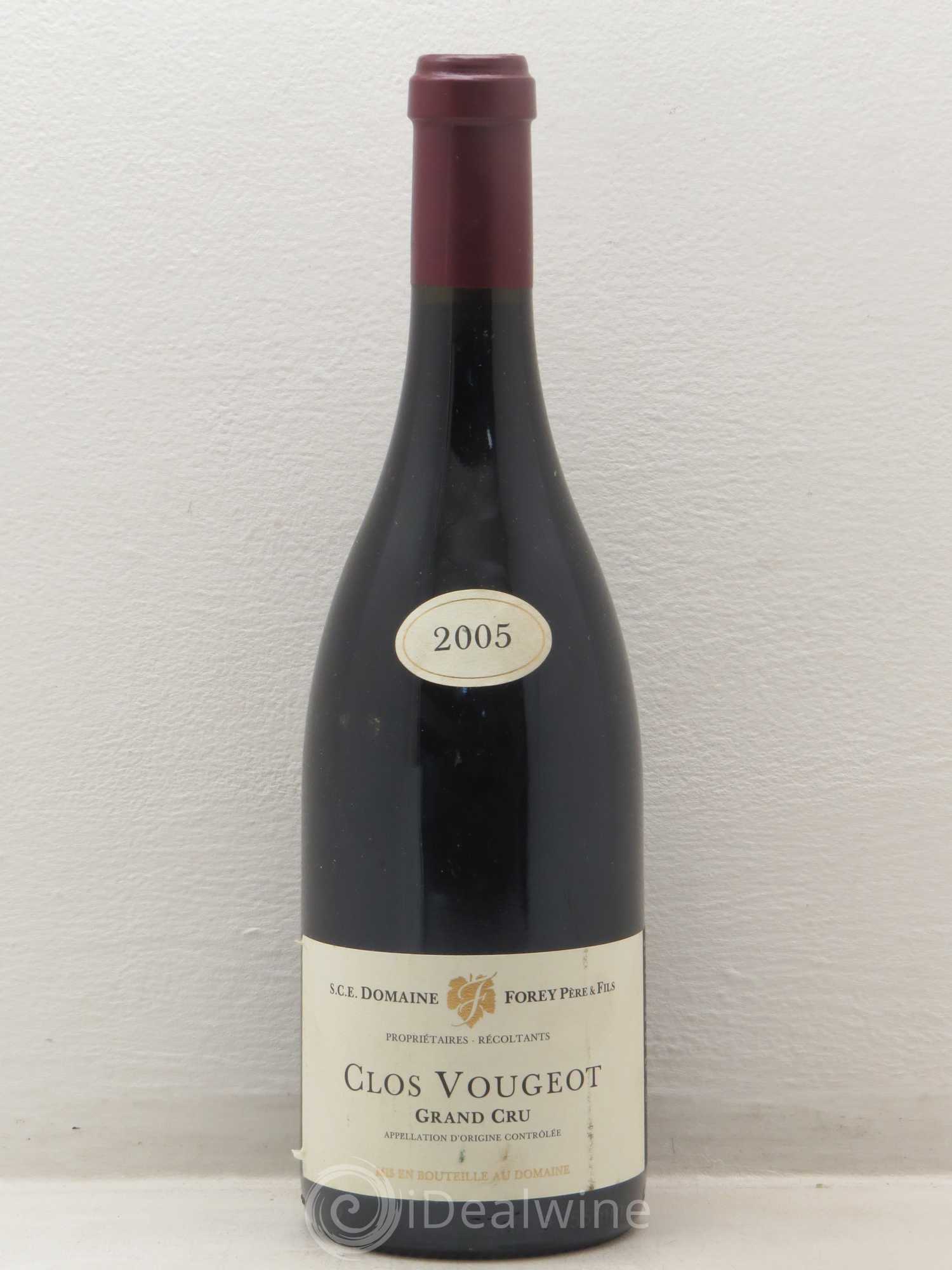 Clos de Vougeot Grand Cru Domaine Forey 2005 - Lot de 1 bouteille - 0
