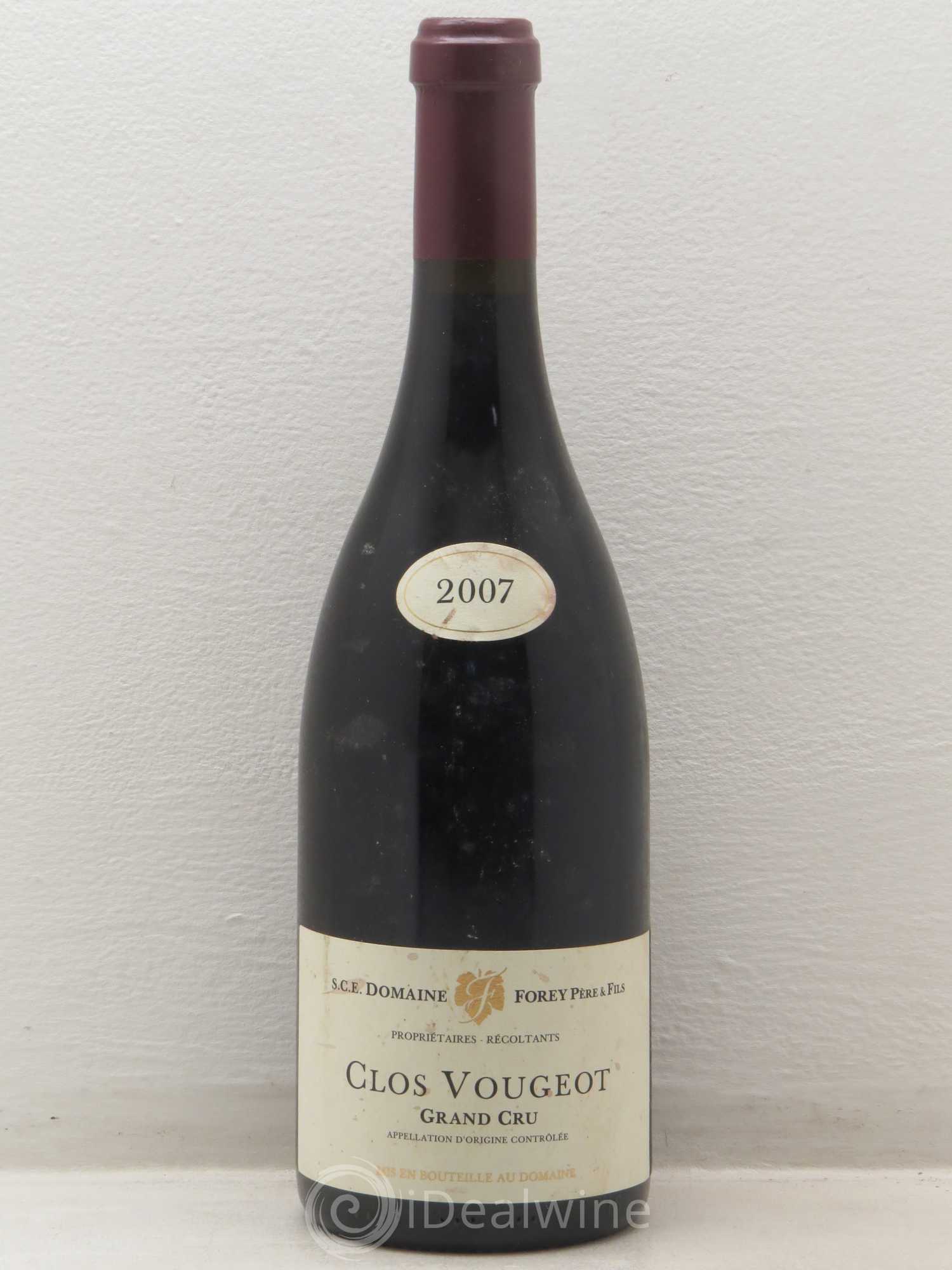 Clos de Vougeot Grand Cru Domaine Forey 2007 - Lot de 1 bouteille - 0