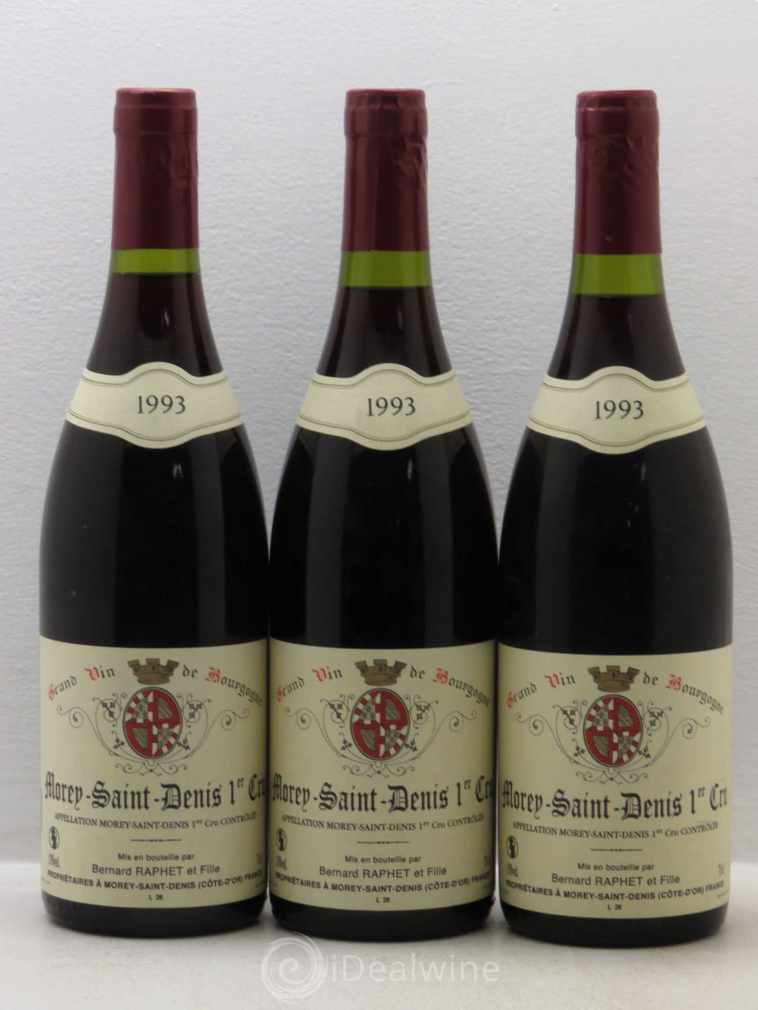 Morey-Saint-Denis 1er Cru Domaine Bernard Raphet (sans prix de réserve) 1993 - Posten von 3 Flaschen - 0