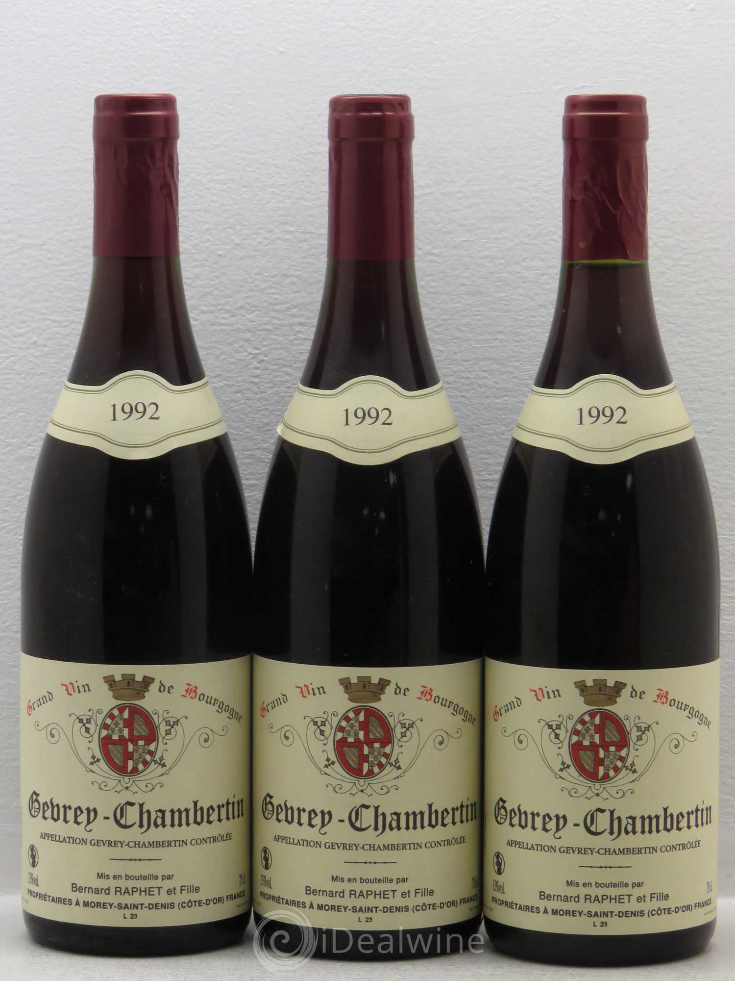 Gevrey-Chambertin Domaine Bernard Raphet (sans prix de réserve) 1992 - Posten von 3 Flaschen - 0