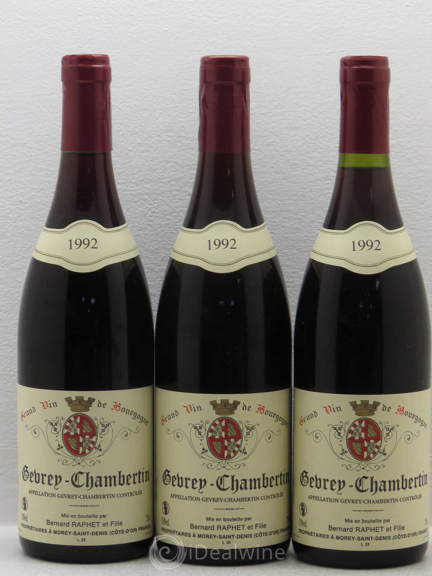 Gevrey-Chambertin Domaine Bernard Raphet (sans prix de réserve) 1992 - Posten von 3 Flaschen - 0
