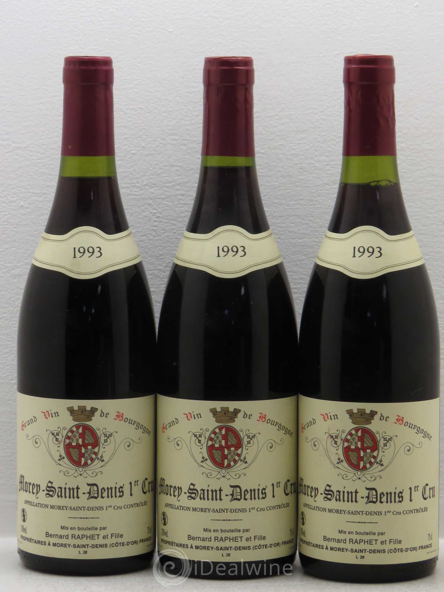 Morey-Saint-Denis 1er Cru Domaine Bernard Raphet 1993 - Lot de 3 bouteilles - 0