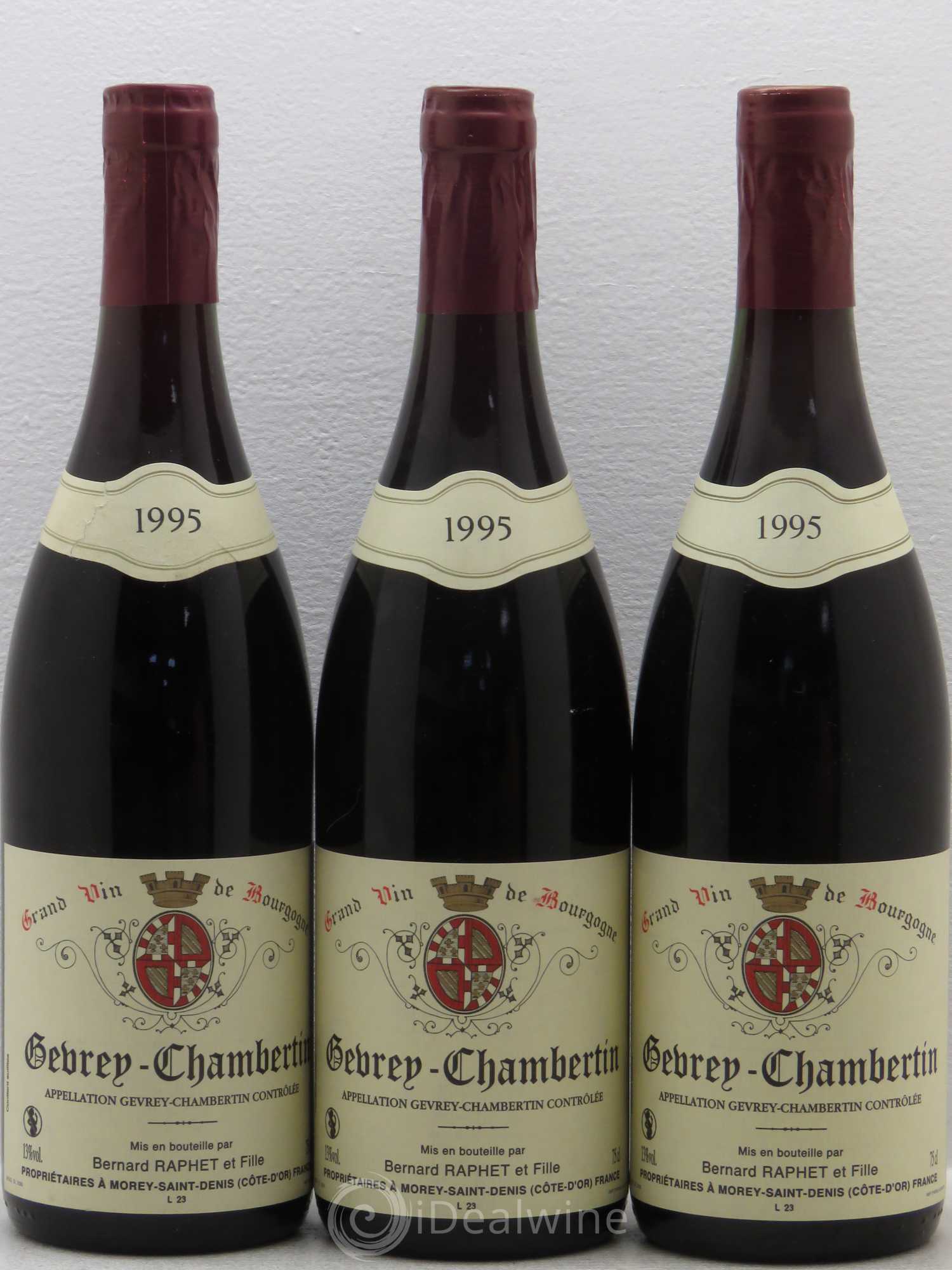 Gevrey-Chambertin Domaine Bernard Raphet 1995 - Lot de 3 bouteilles - 0