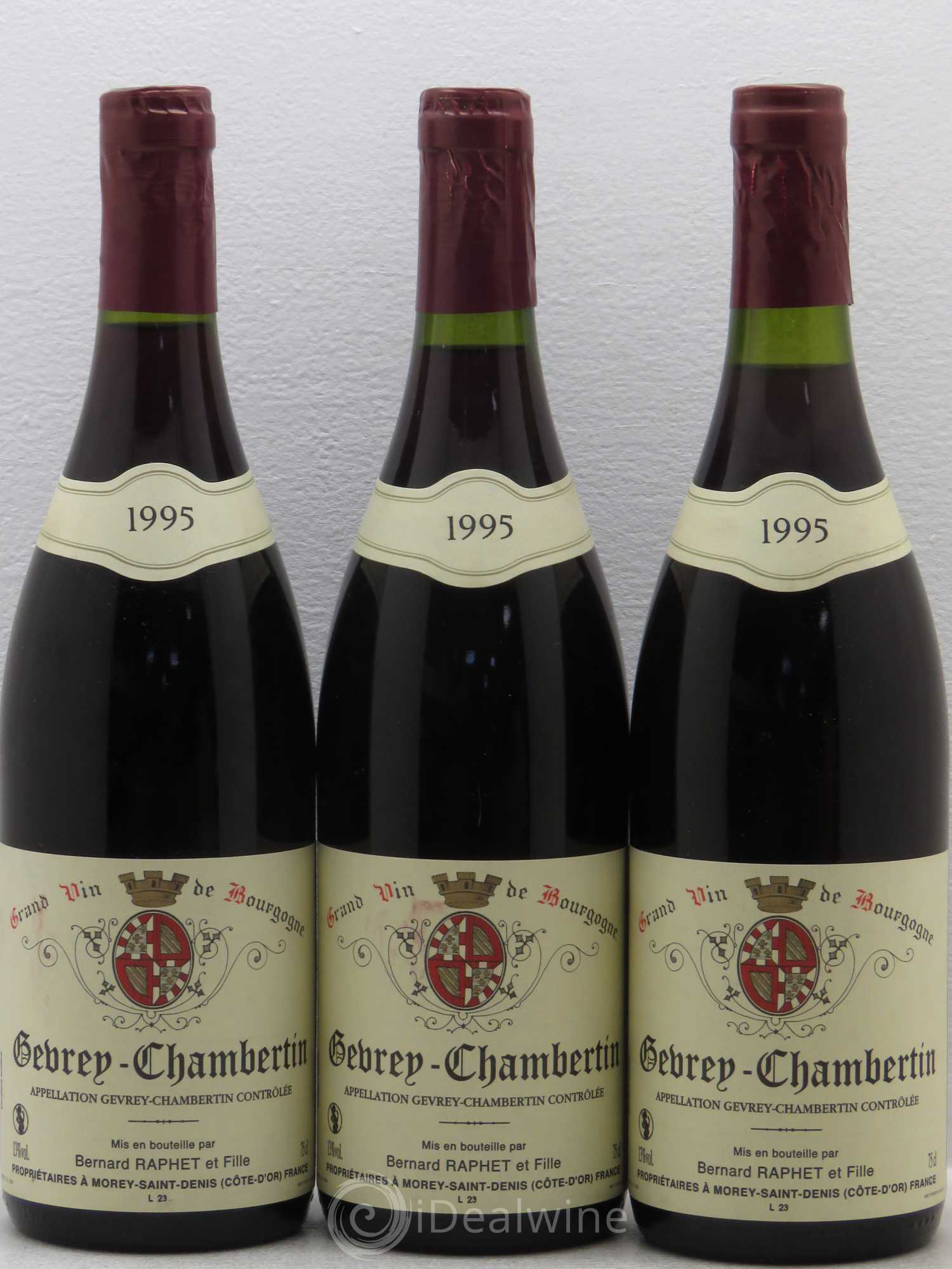 Gevrey-Chambertin Domaine Bernard Raphet (sans prix de réserve) 1995 - Posten von 3 Flaschen - 0