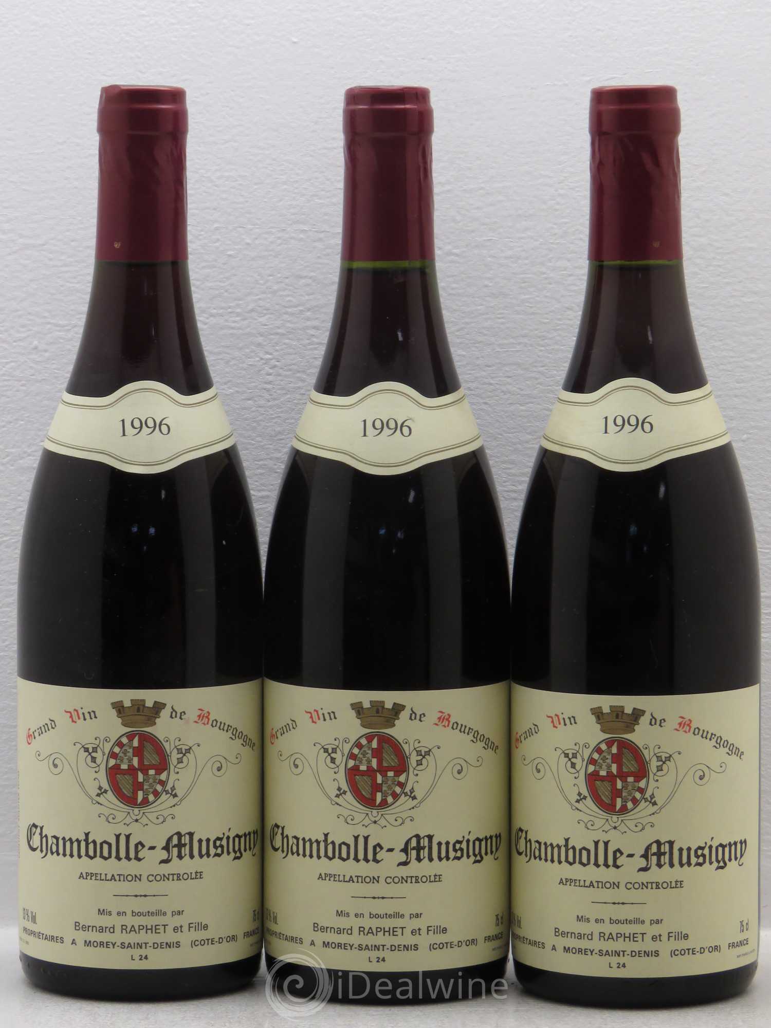 Chambolle-Musigny Domaine Bernard Raphet 1996 - Lot de 3 bouteilles - 0