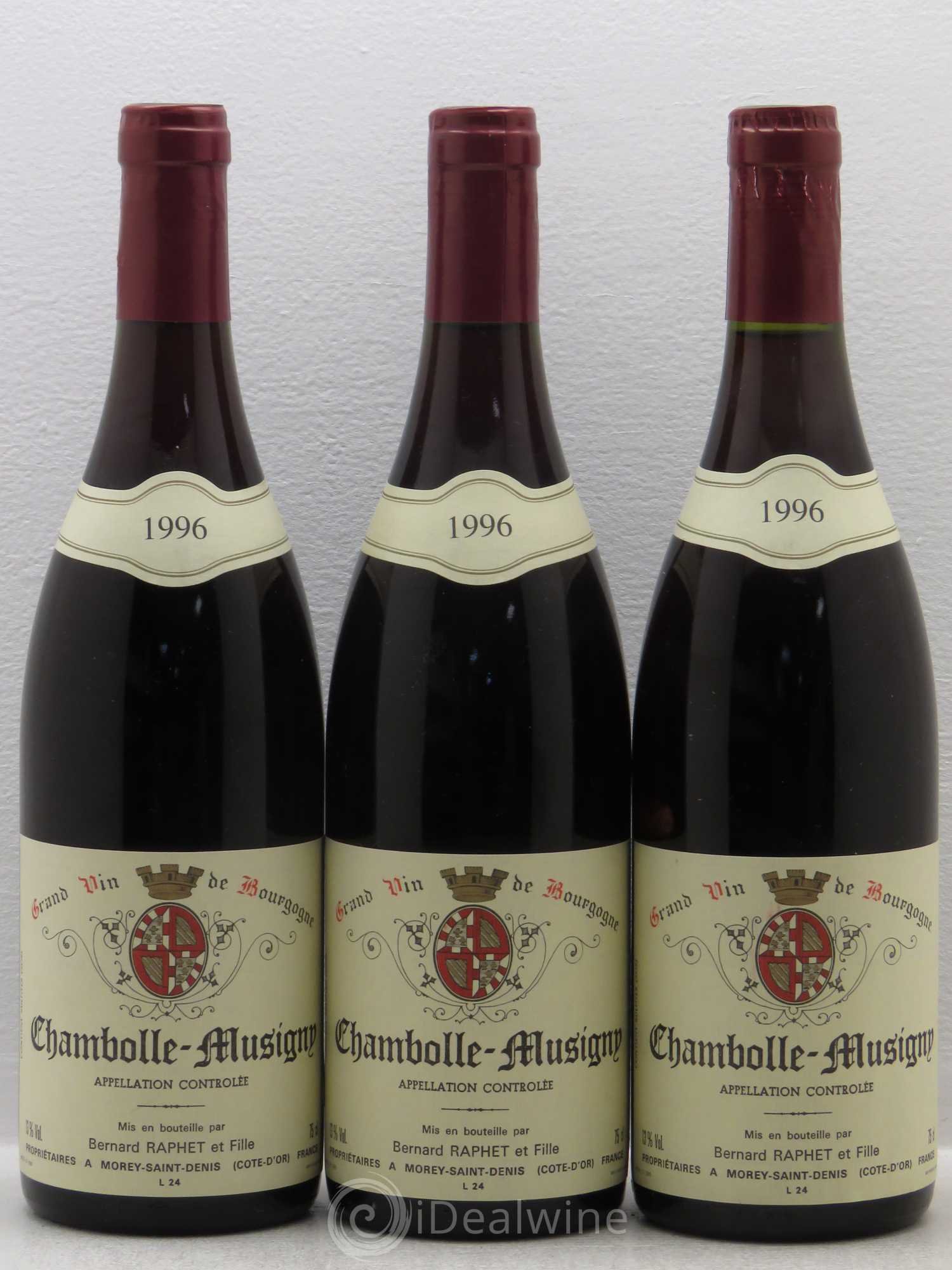Chambolle-Musigny Domaine Bernard Raphet 1996 - Lot de 3 bouteilles - 0