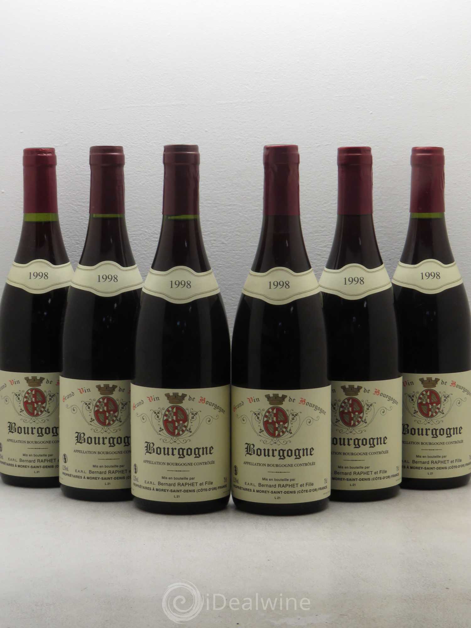 Bourgogne Domaine Bernard Raphet (sans prix de réserve) 1998 - Posten von 6 Flaschen - 0