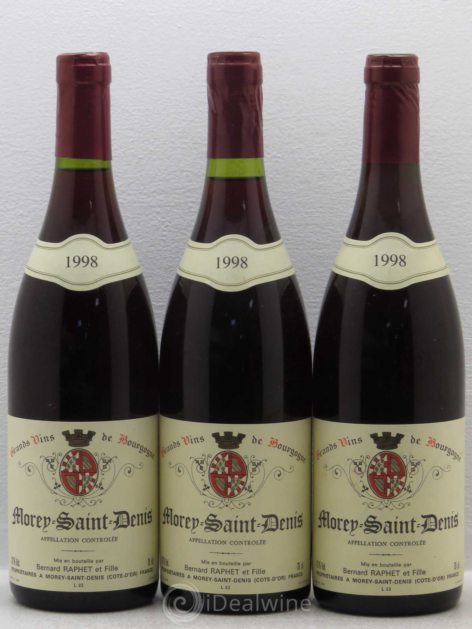 Morey-Saint-Denis Domaine Bernard Raphet (sans prix de réserve) 1998 - Posten von 3 Flaschen - 0