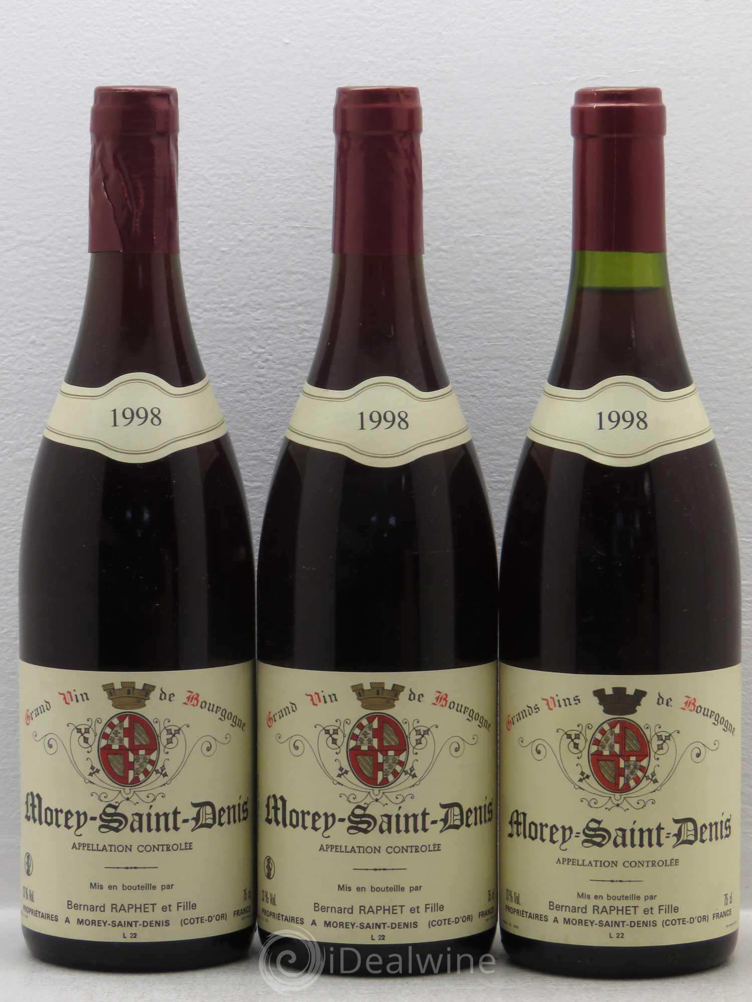 Morey-Saint-Denis Domaine Bernard Raphet (sans prix de réserve) 1998 - Posten von 3 Flaschen - 0