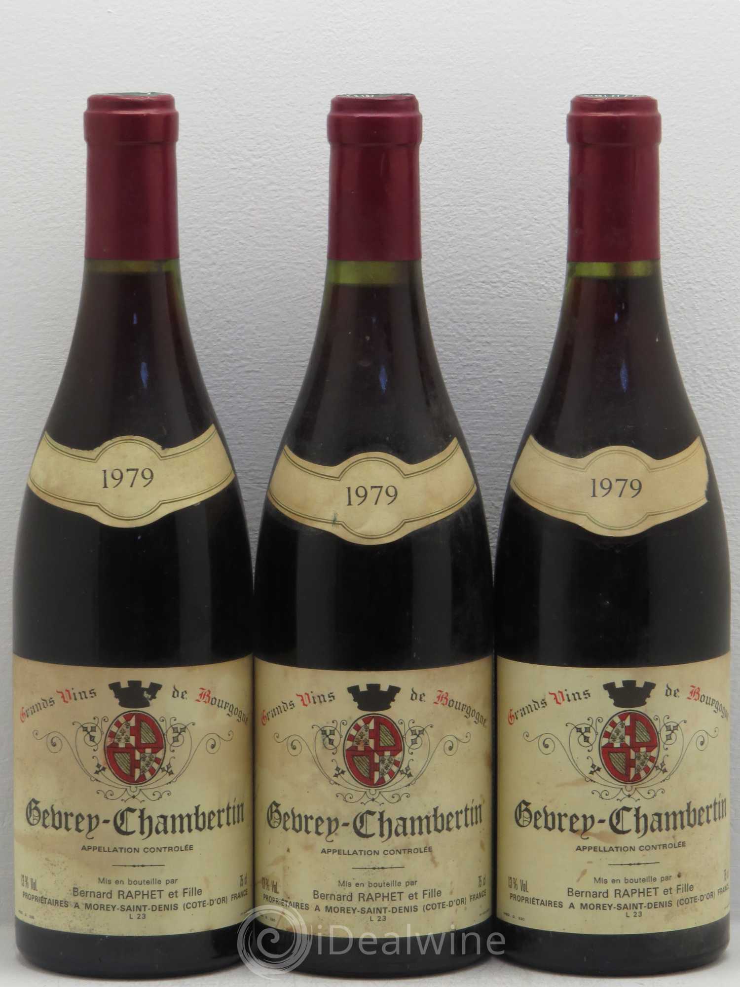Gevrey-Chambertin Bernard Raphet 1979 - Lot de 3 bouteilles - 0