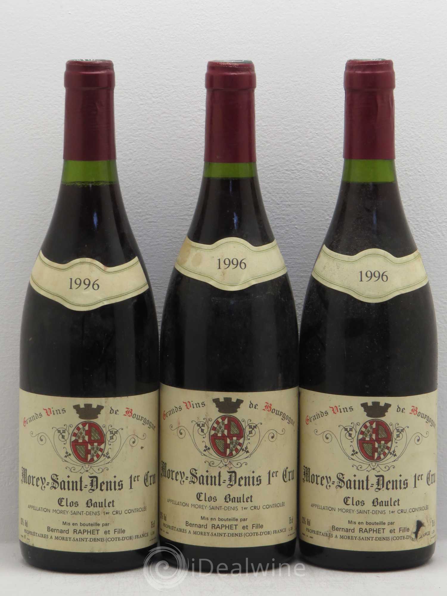 Morey-Saint-Denis 1er Cru Bernard Raphet 1996 - Lot de 3 bouteilles - 0
