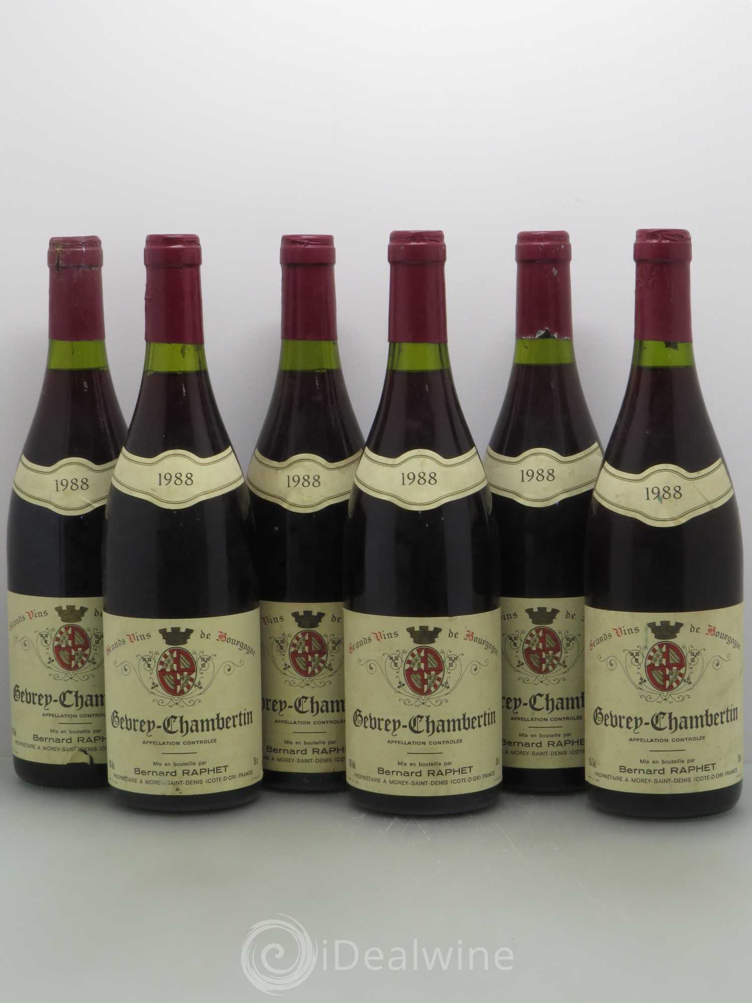 Gevrey-Chambertin Domaine Bernard Raphet 1988 - Lot de 6 bouteilles - 0