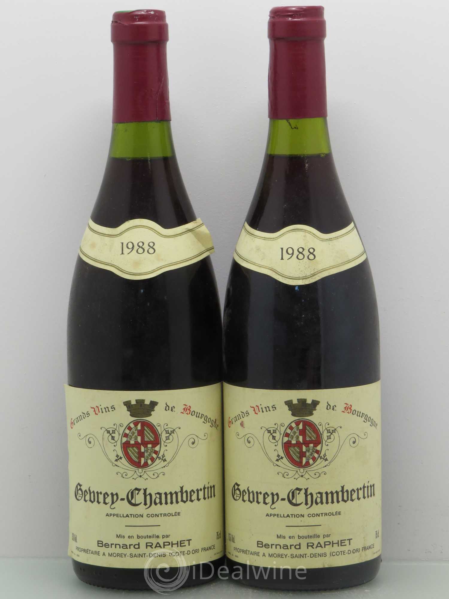 Gevrey-Chambertin Domaine Bernard Raphet 1988 - Lot de 2 bouteilles - 0