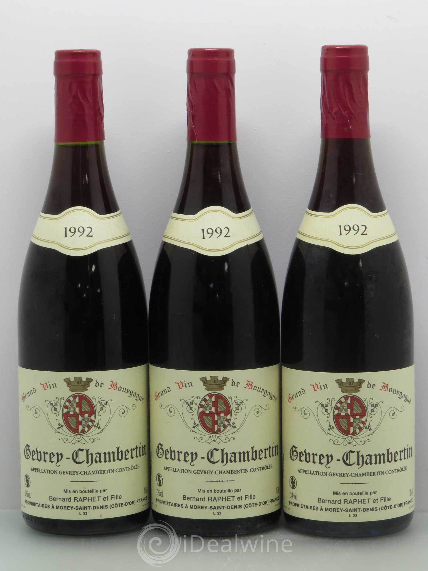 Gevrey-Chambertin Domaine Bernard Raphet 1992 - Lot de 6 bouteilles - 2