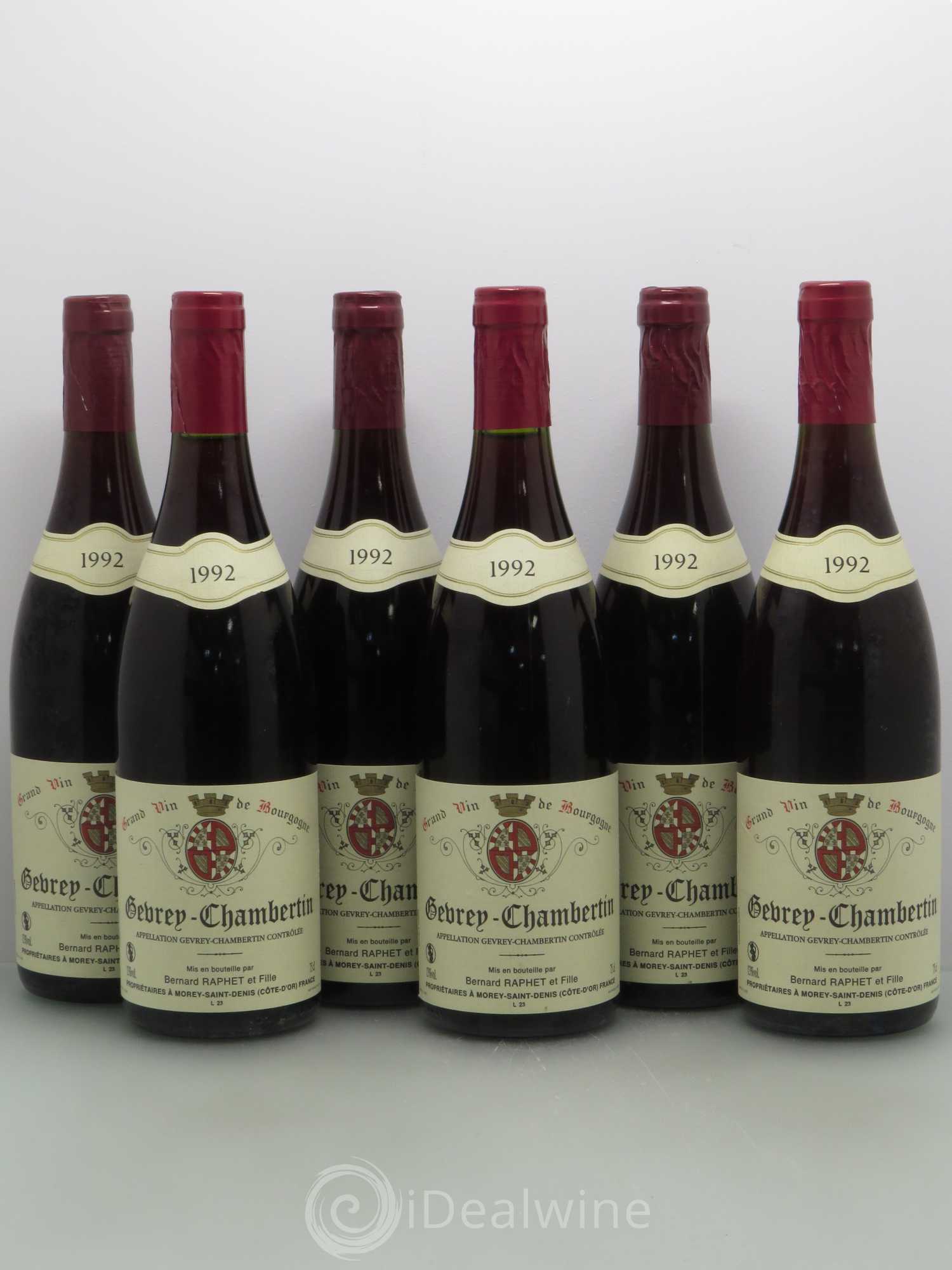Gevrey-Chambertin Domaine Bernard Raphet 1992 - Lot de 6 bouteilles - 0