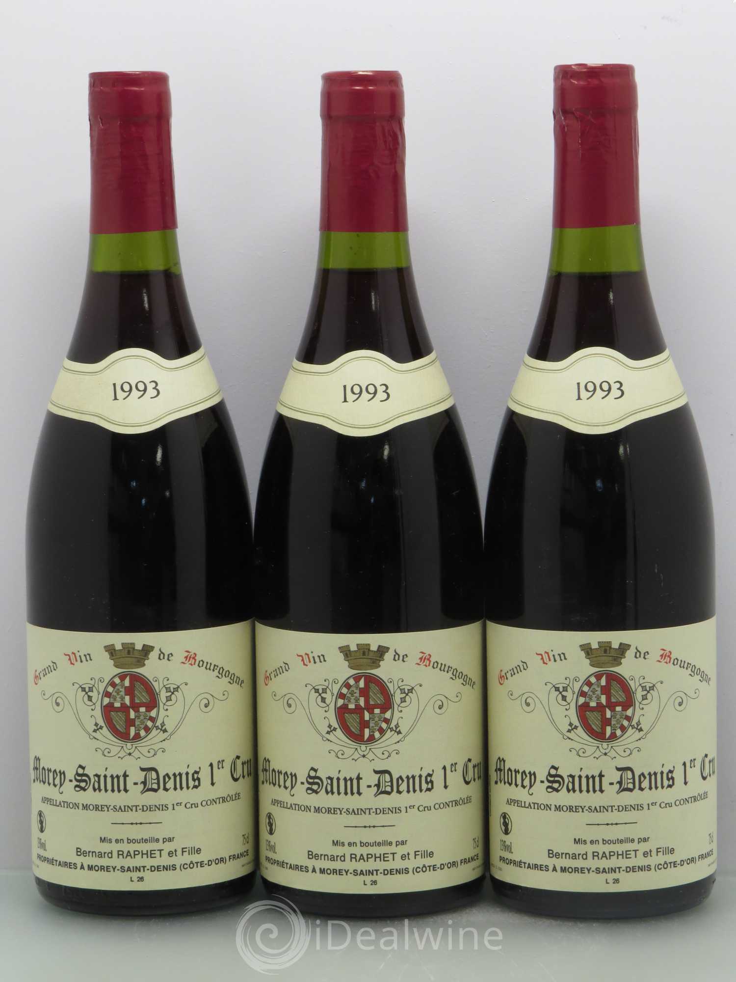 Morey-Saint-Denis 1er Cru Domaine Bernard Raphet 1993 - Lot de 3 bouteilles - 0