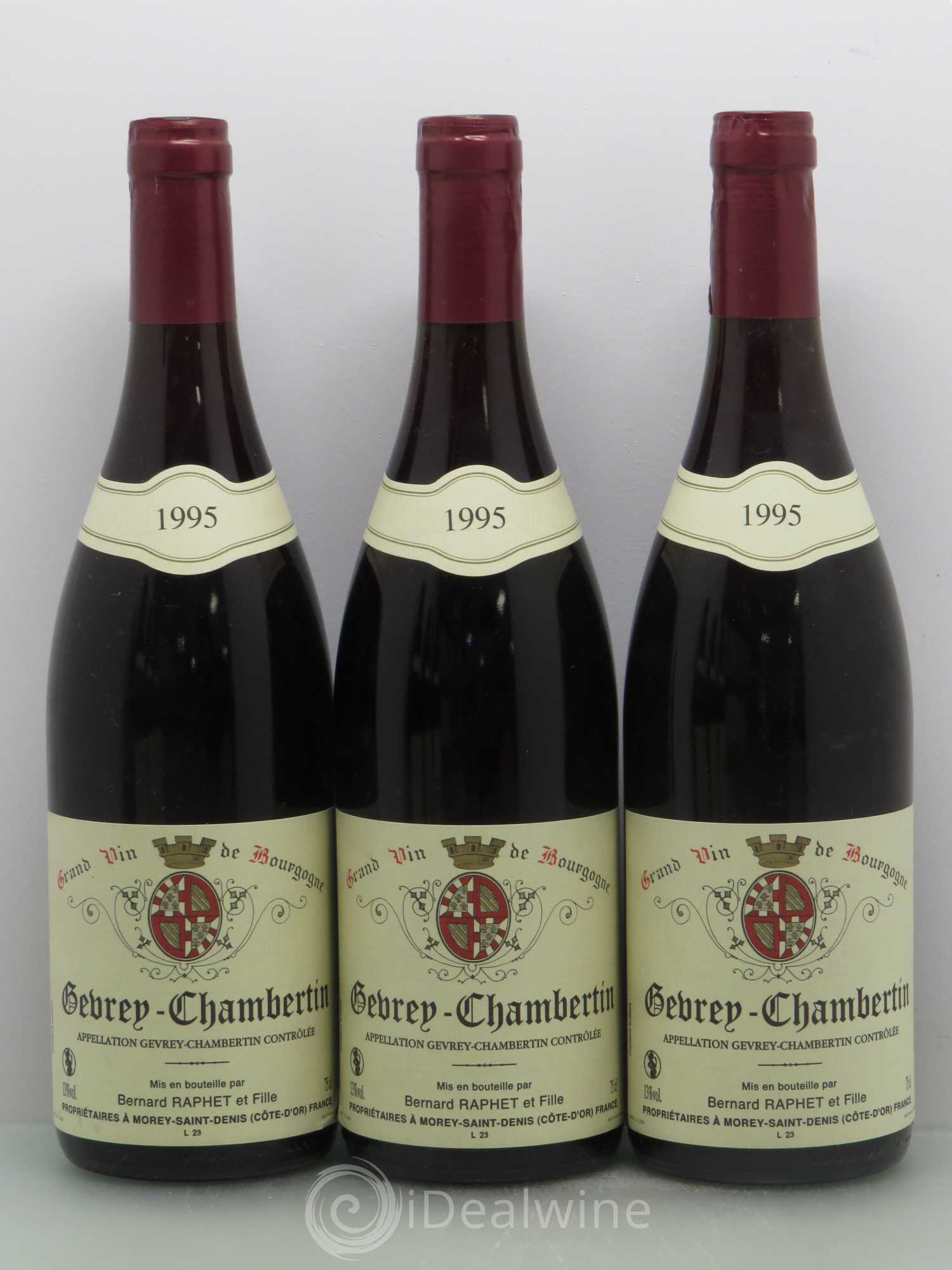 Gevrey-Chambertin Domaine Bernard Raphet 1995 - Lot de 6 bouteilles - 1