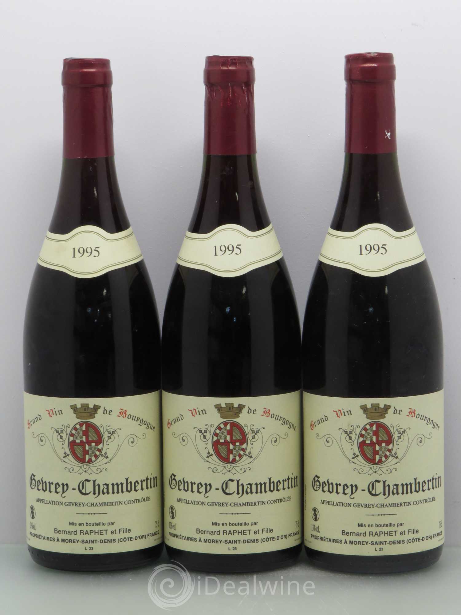 Gevrey-Chambertin Domaine Bernard Raphet 1995 - Lot de 3 bouteilles - 0