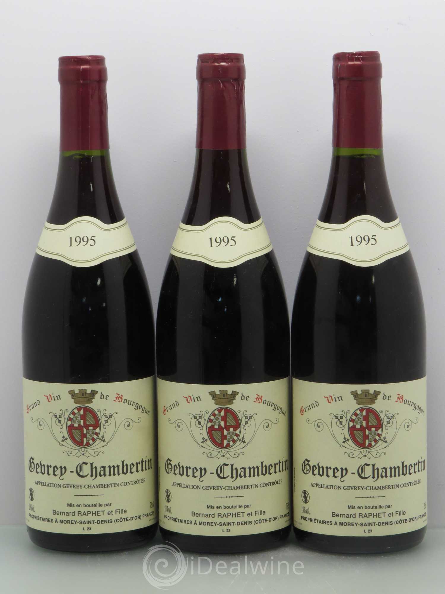 Gevrey-Chambertin Domaine Bernard Raphet 1995 - Lot de 3 bouteilles - 0