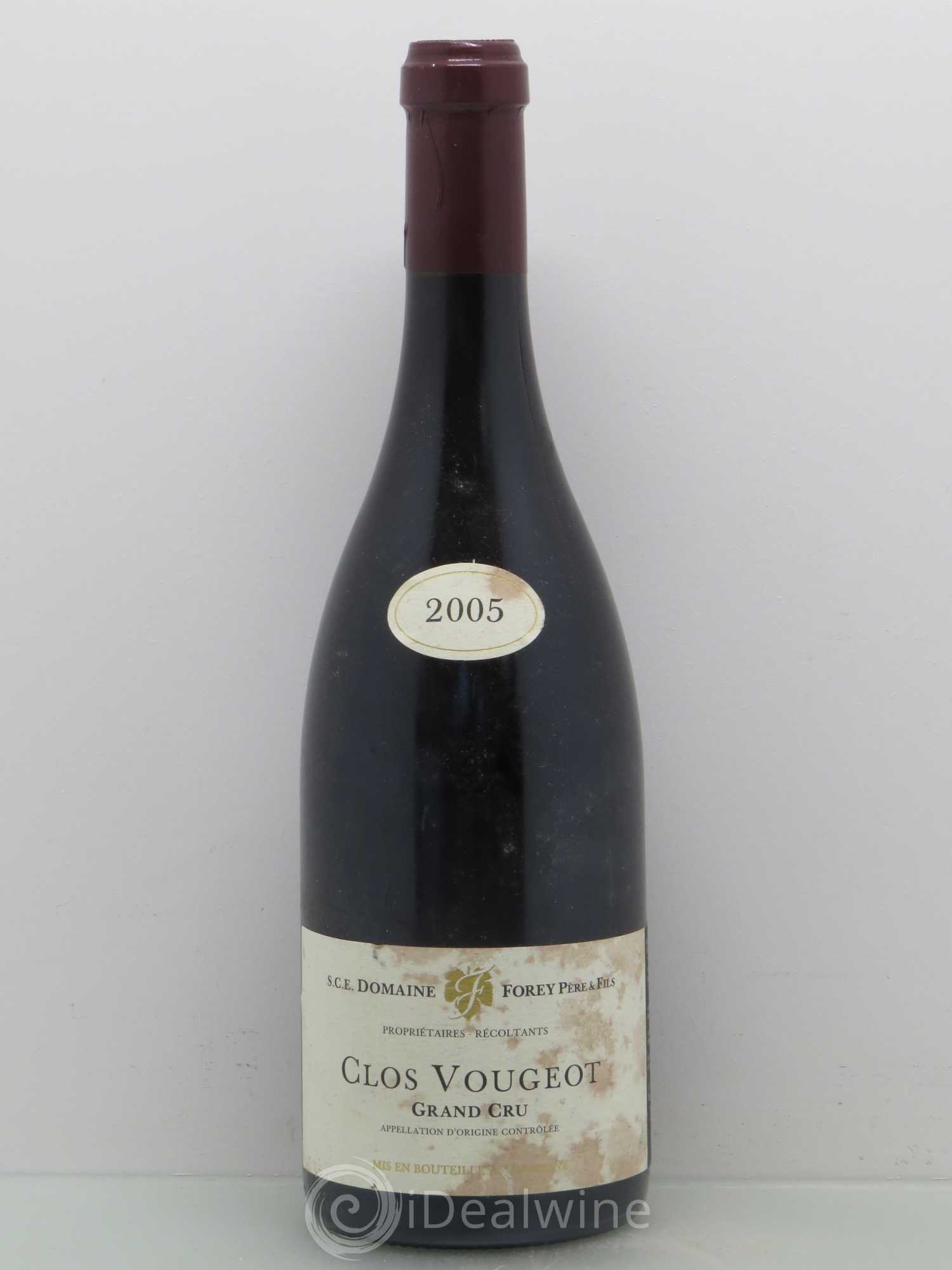 Clos de Vougeot Grand Cru Domaine Forey 2005 - Lot de 1 bouteille - 0
