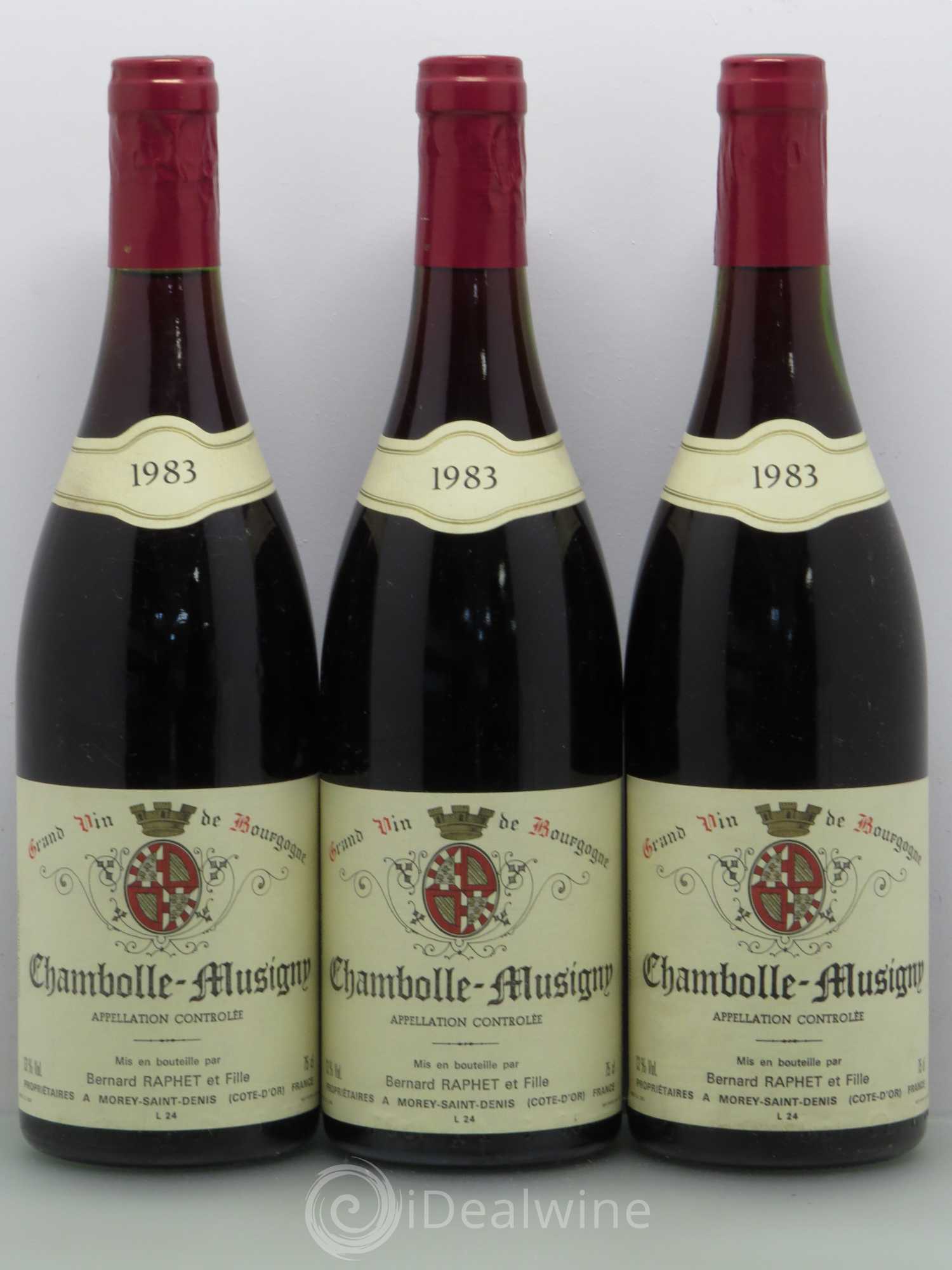 Chambolle-Musigny Domaine Bernard Raphet 1983 - Lot de 3 bouteilles - 0