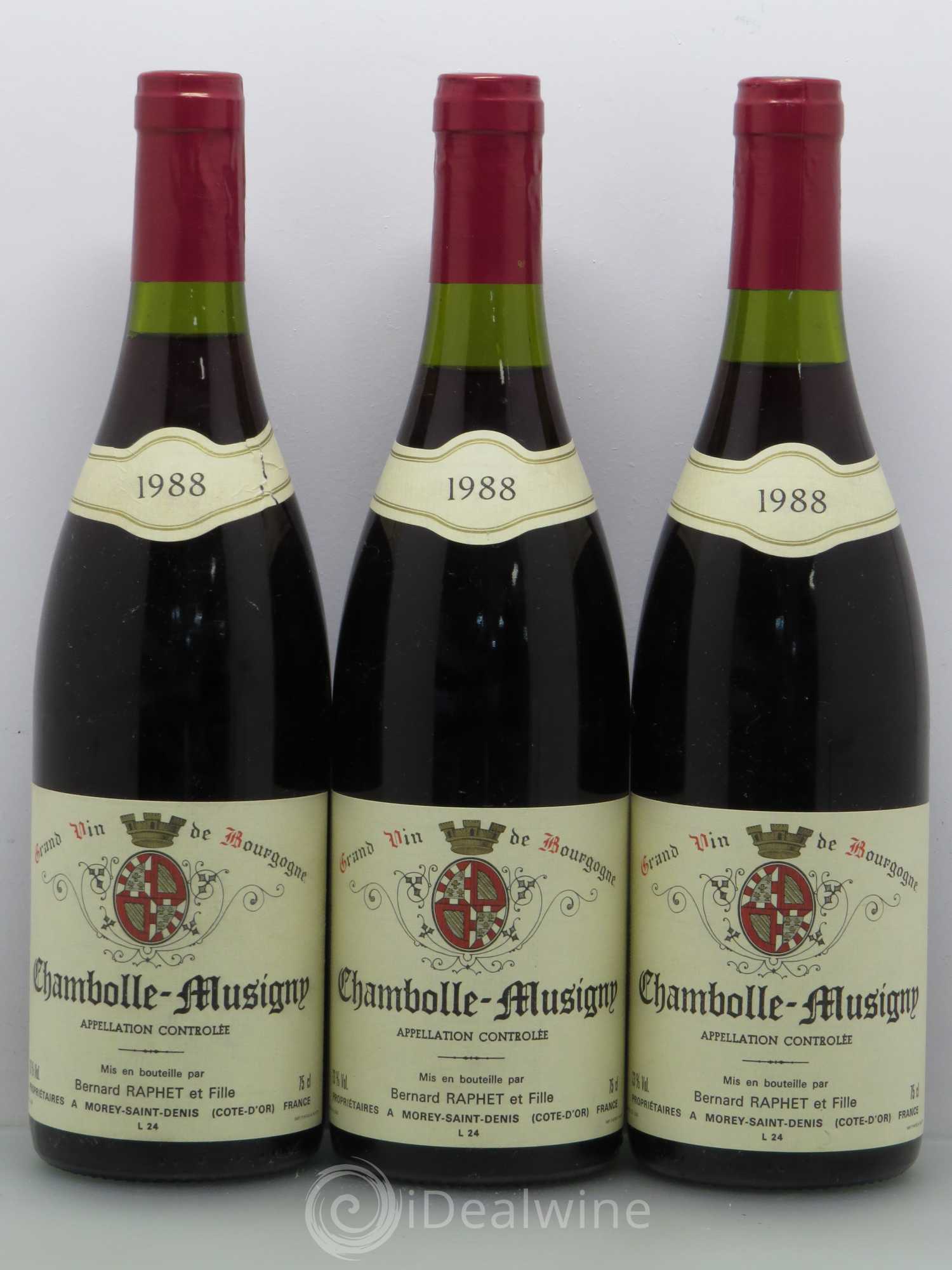 Chambolle-Musigny Domaine Bernard Raphet 1988 - Lot de 6 bouteilles - 1