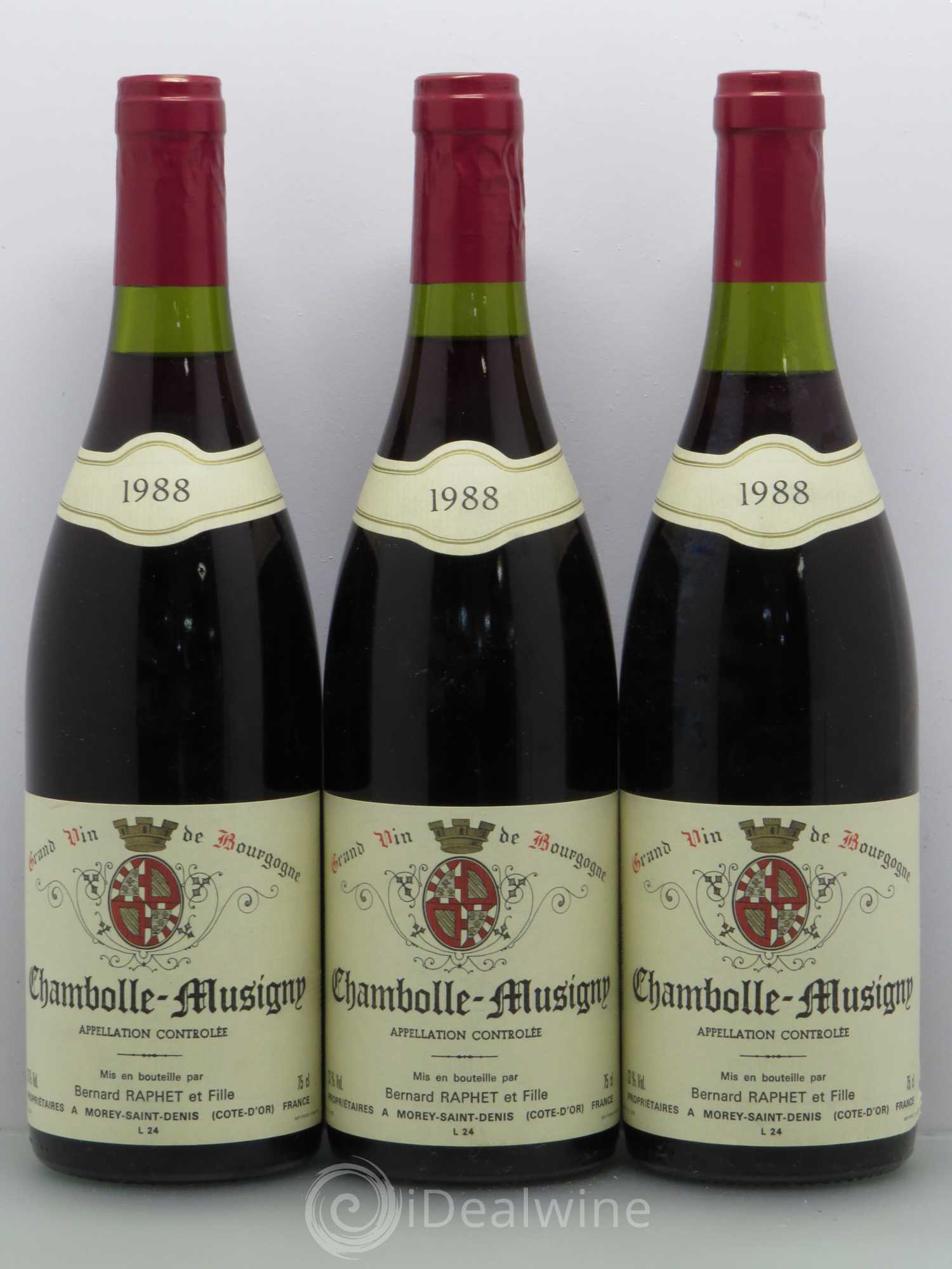 Chambolle-Musigny Domaine Bernard Raphet 1988 - Lot de 6 bouteilles - 2