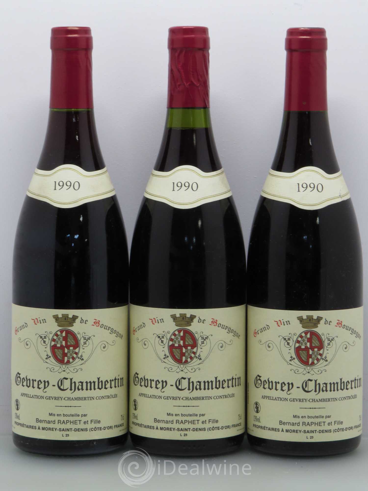 Gevrey-Chambertin Domaine Bernard Raphet (sans prix de réserve) 1990 - Posten von 3 Flaschen - 0