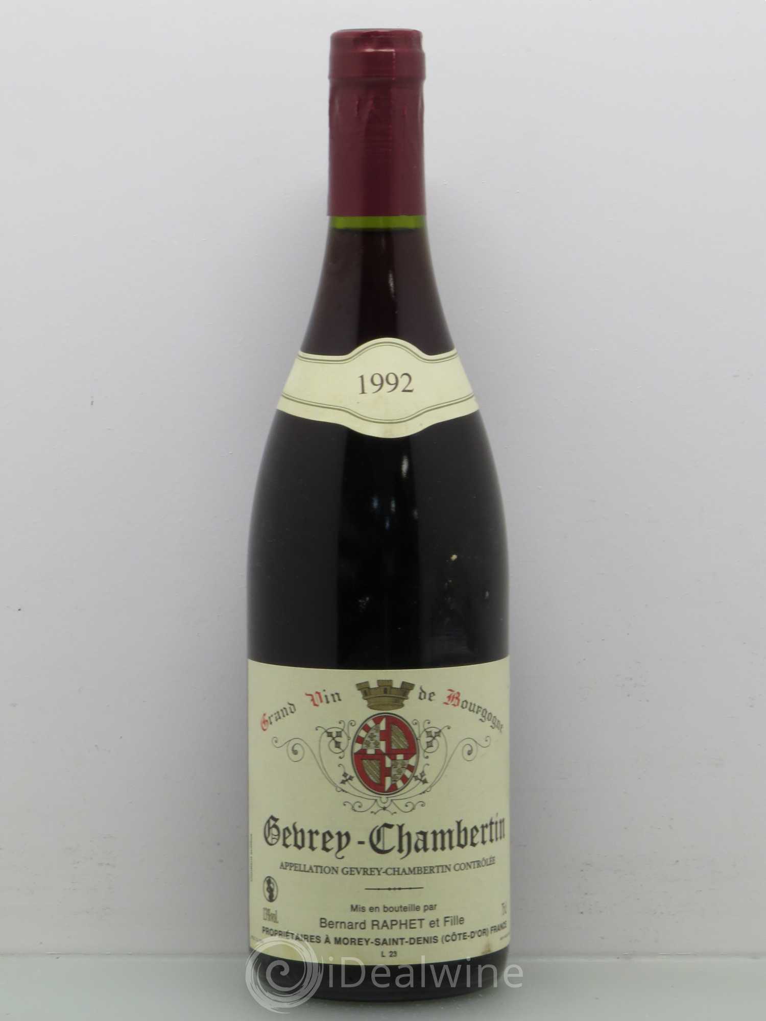 Gevrey-Chambertin Domaine Bernard Raphet 1992 - Lot de 1 bouteille - 0