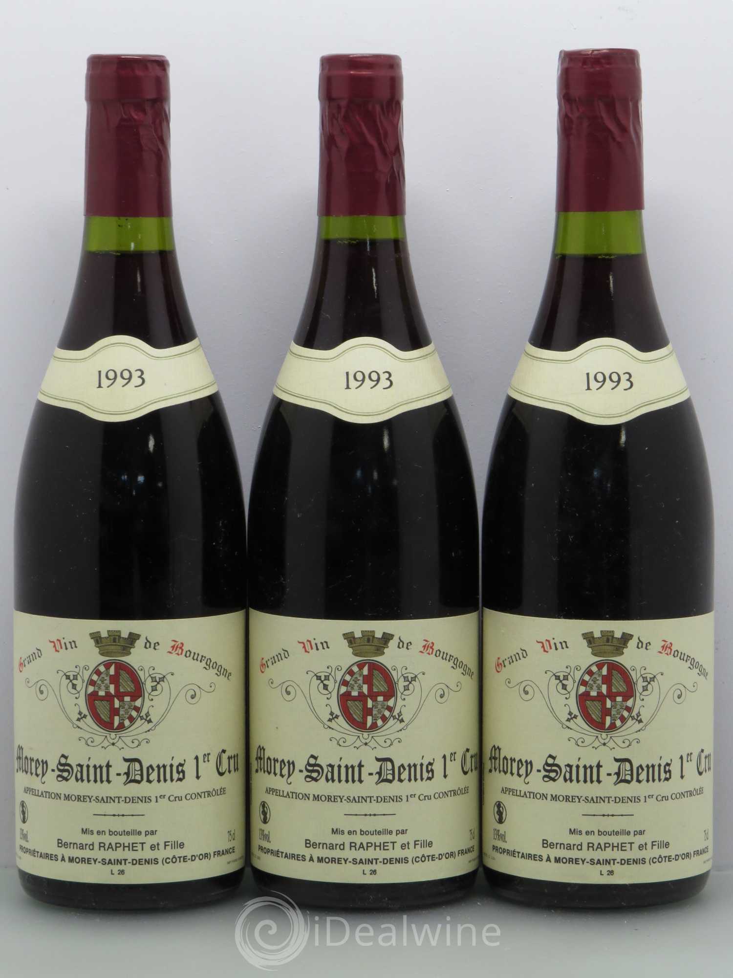Morey-Saint-Denis 1er Cru Domaine Bernard Raphet 1993 - Lot de 3 bouteilles - 0