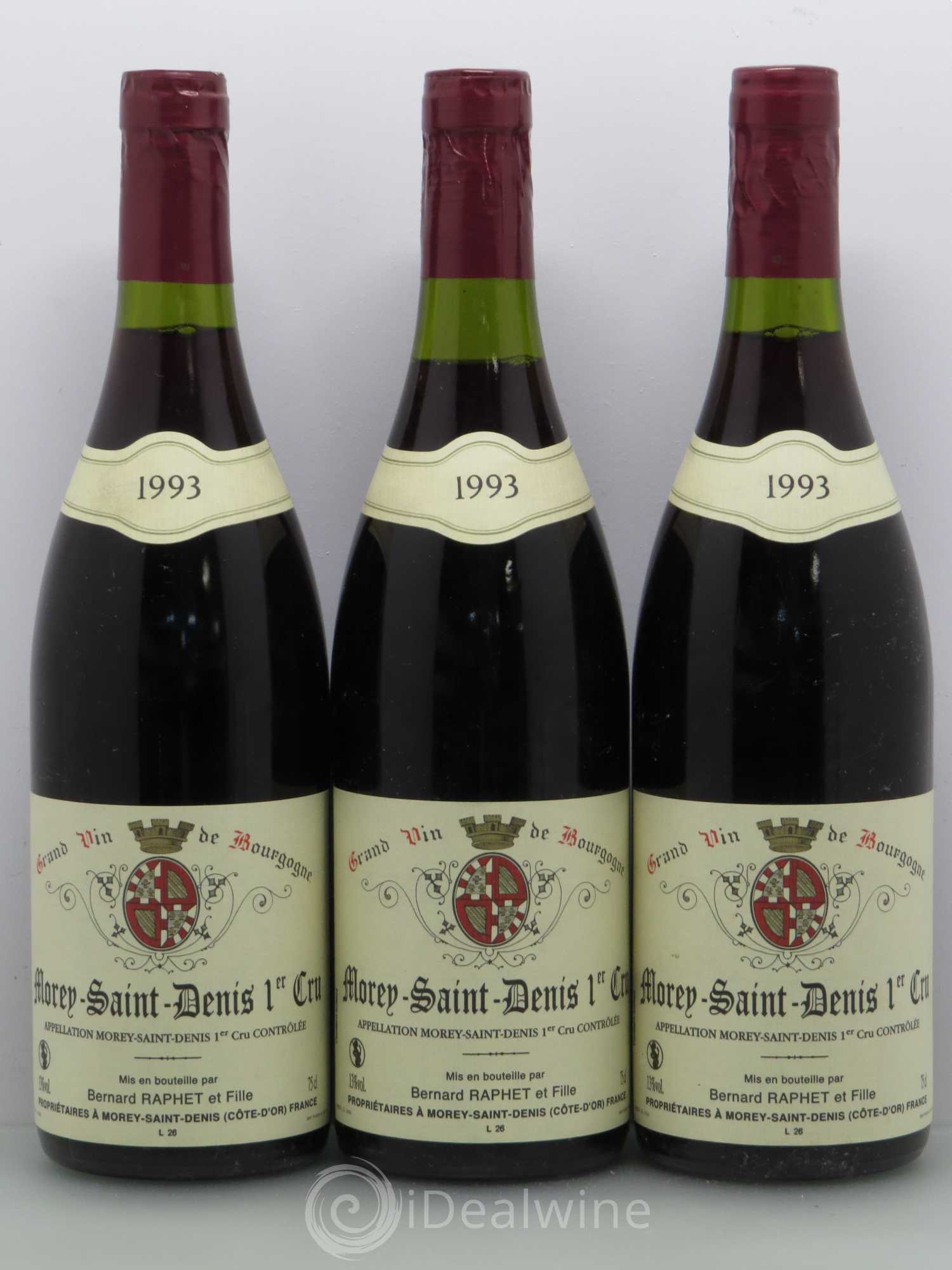 Morey-Saint-Denis 1er Cru Domaine Bernard Raphet 1993 - Lot de 3 bouteilles - 0