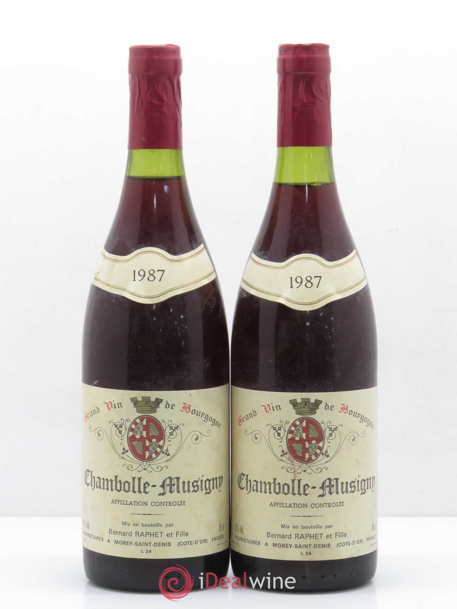 Chambolle-Musigny Domaine Bernard Raphet 1987 - Lot de 2 bouteilles - 0