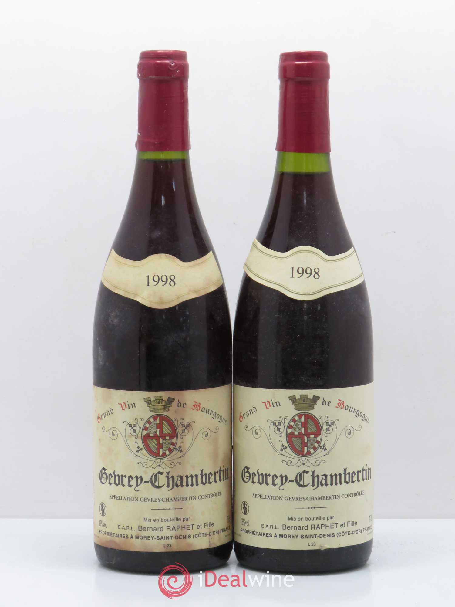 Gevrey-Chambertin Domaine Bernard Raphet 1998 - Lot de 2 bouteilles - 0