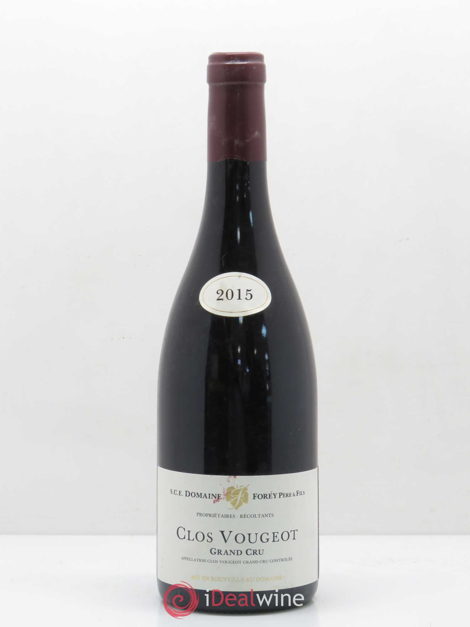 Clos de Vougeot Grand Cru Domaine Forey 2015 - Lot de 1 bouteille - 0