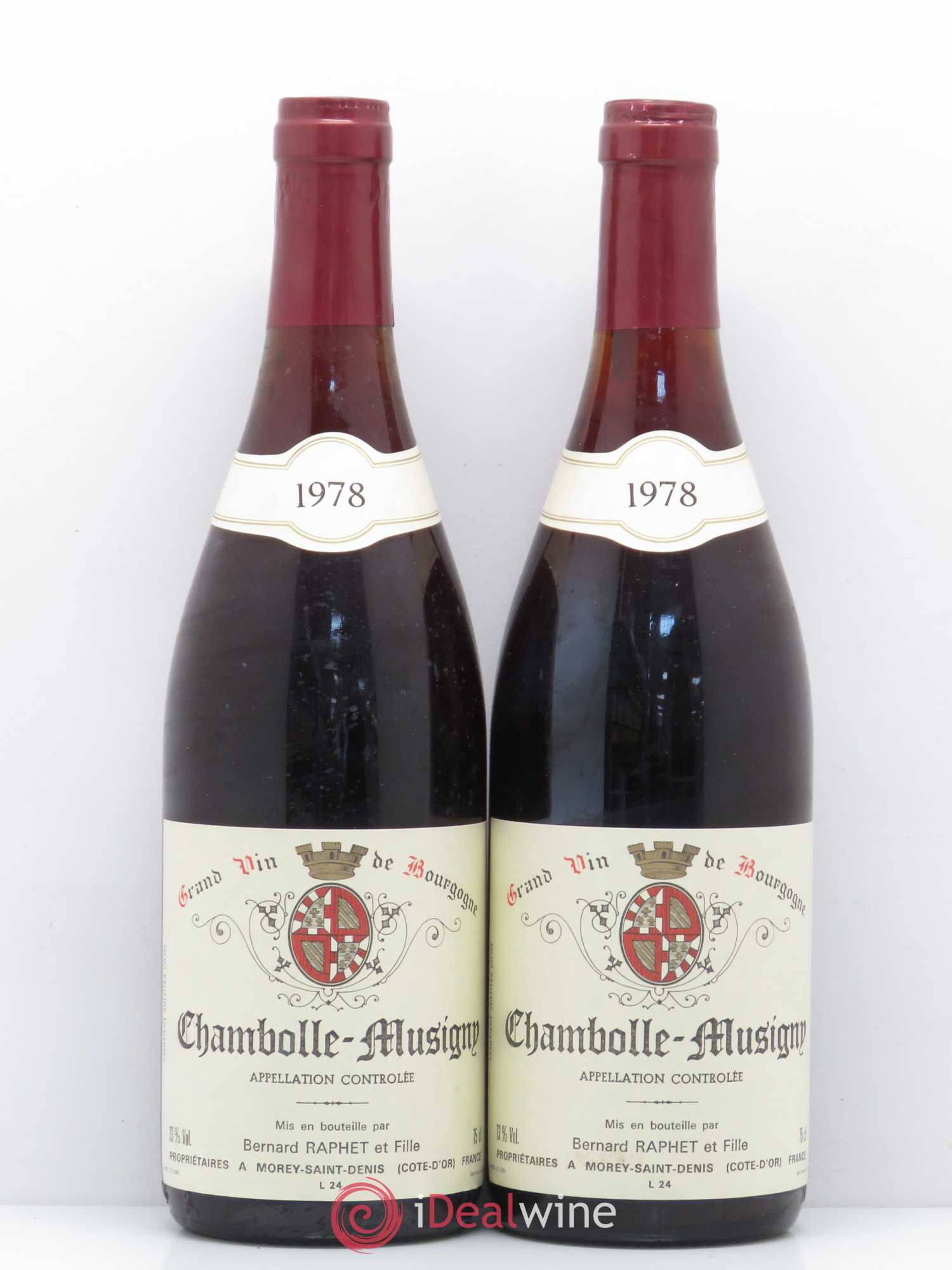 Chambolle-Musigny Domaine Bernard Raphet 1978 - Lot de 2 bouteilles - 0