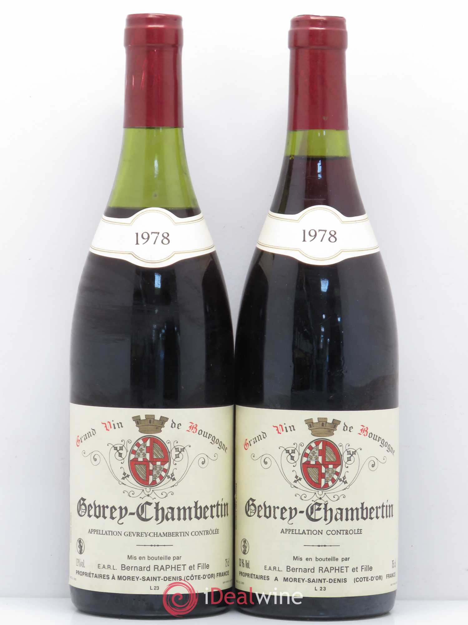 Gevrey-Chambertin Domaine Bernard Raphet 1978 - Lot de 2 bouteilles - 0