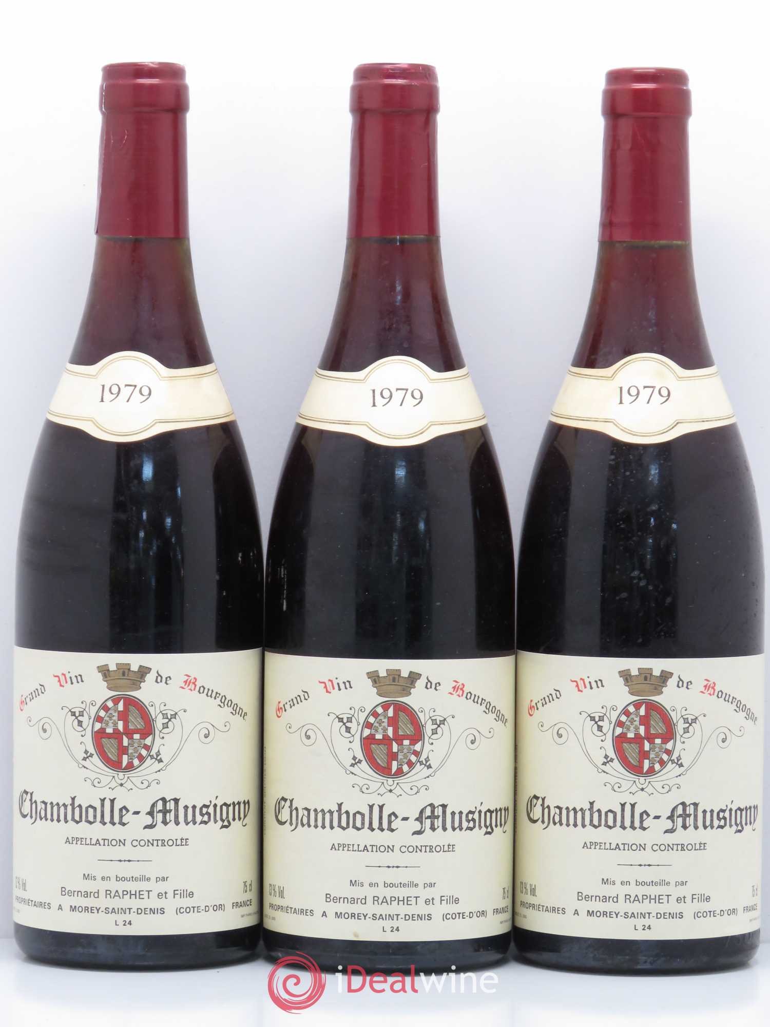 Chambolle-Musigny Domaine Bernard Raphet 1979 - Lot de 3 bouteilles - 0