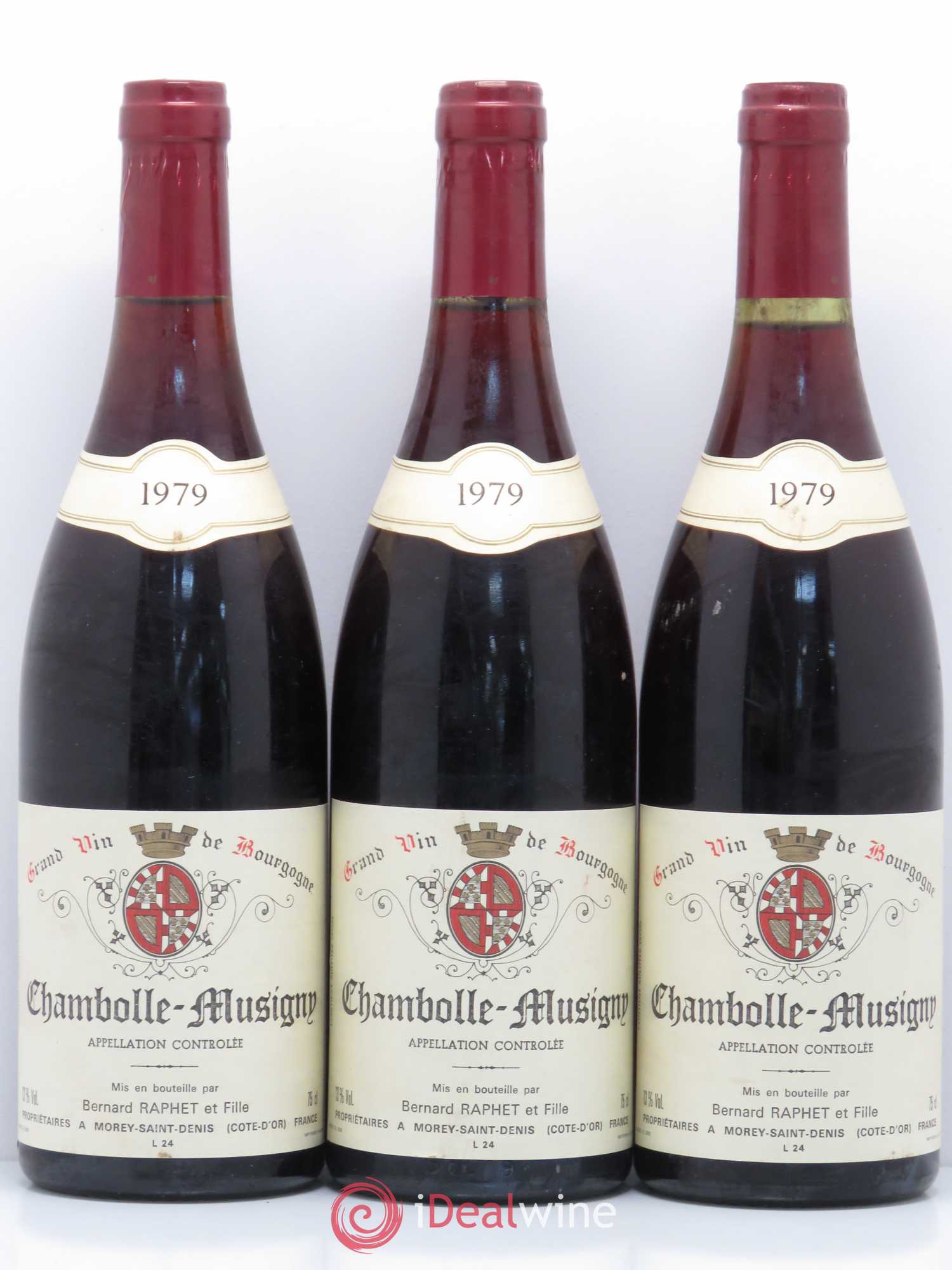 Chambolle-Musigny Domaine Bernard Raphet 1979 - Lot de 3 bouteilles - 0