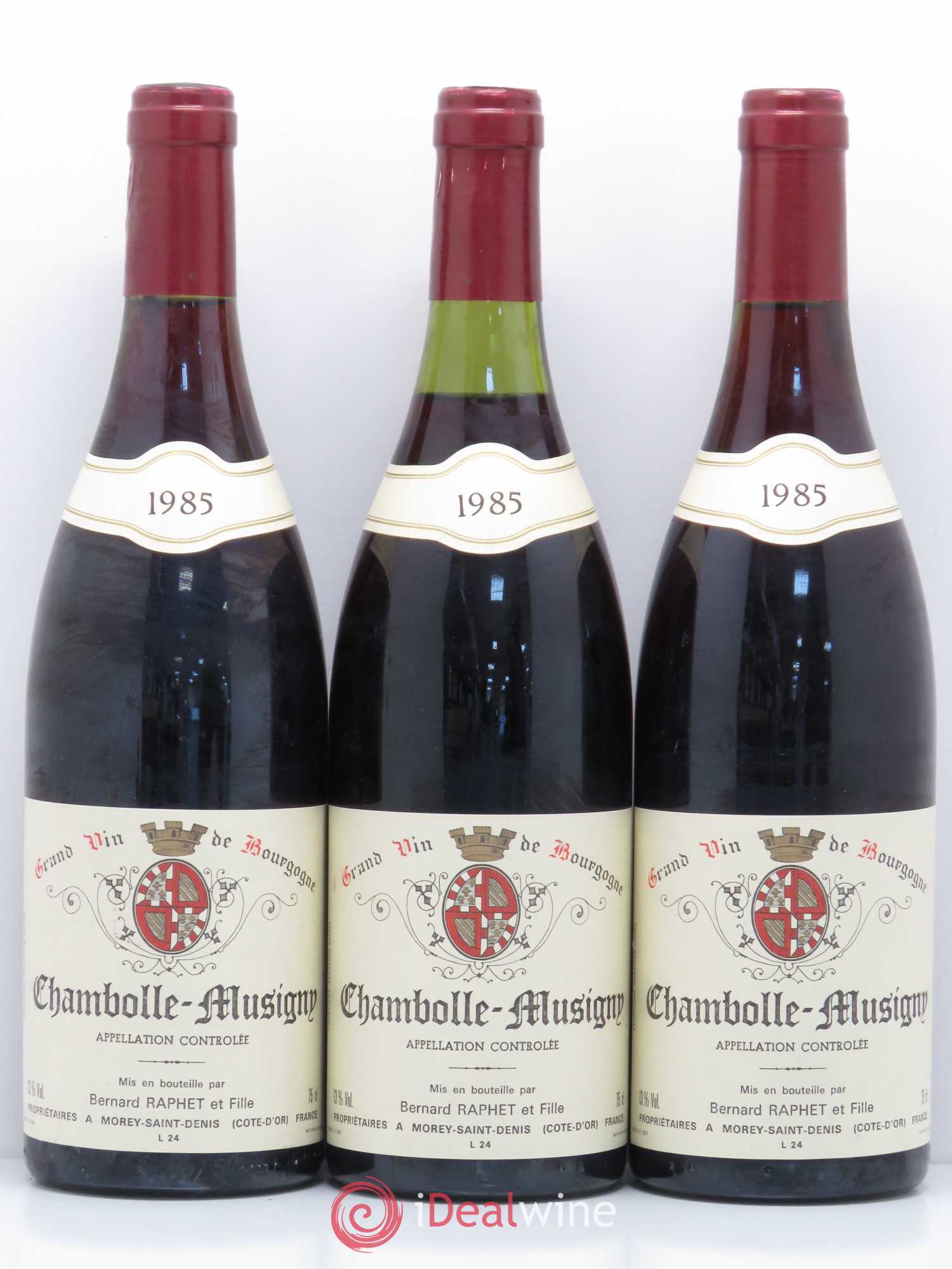 Chambolle-Musigny Domaine Bernard Raphet 1985 - Lot de 3 bouteilles - 0