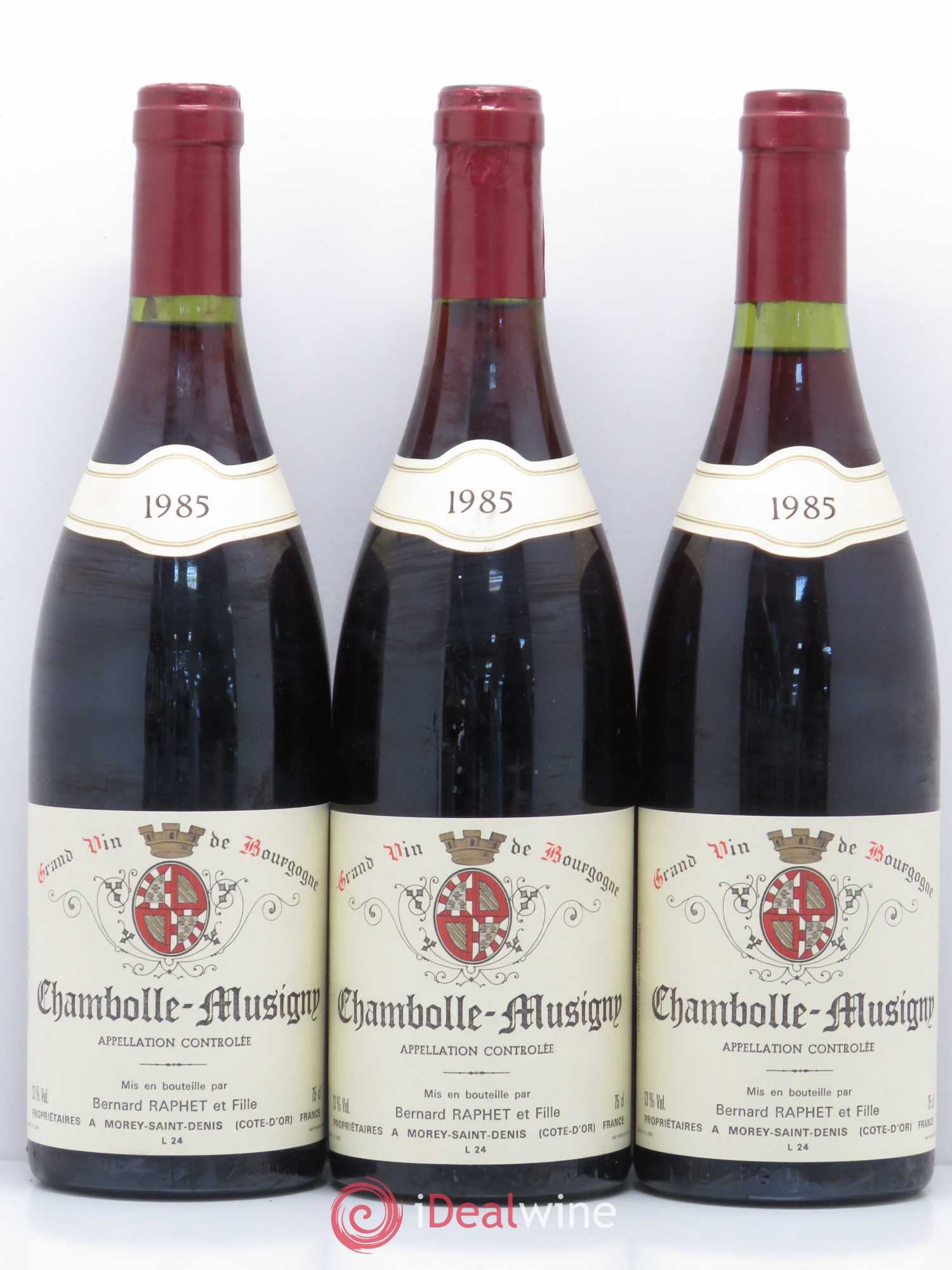 Chambolle-Musigny Domaine Bernard Raphet 1985 - Lot de 3 bouteilles - 0