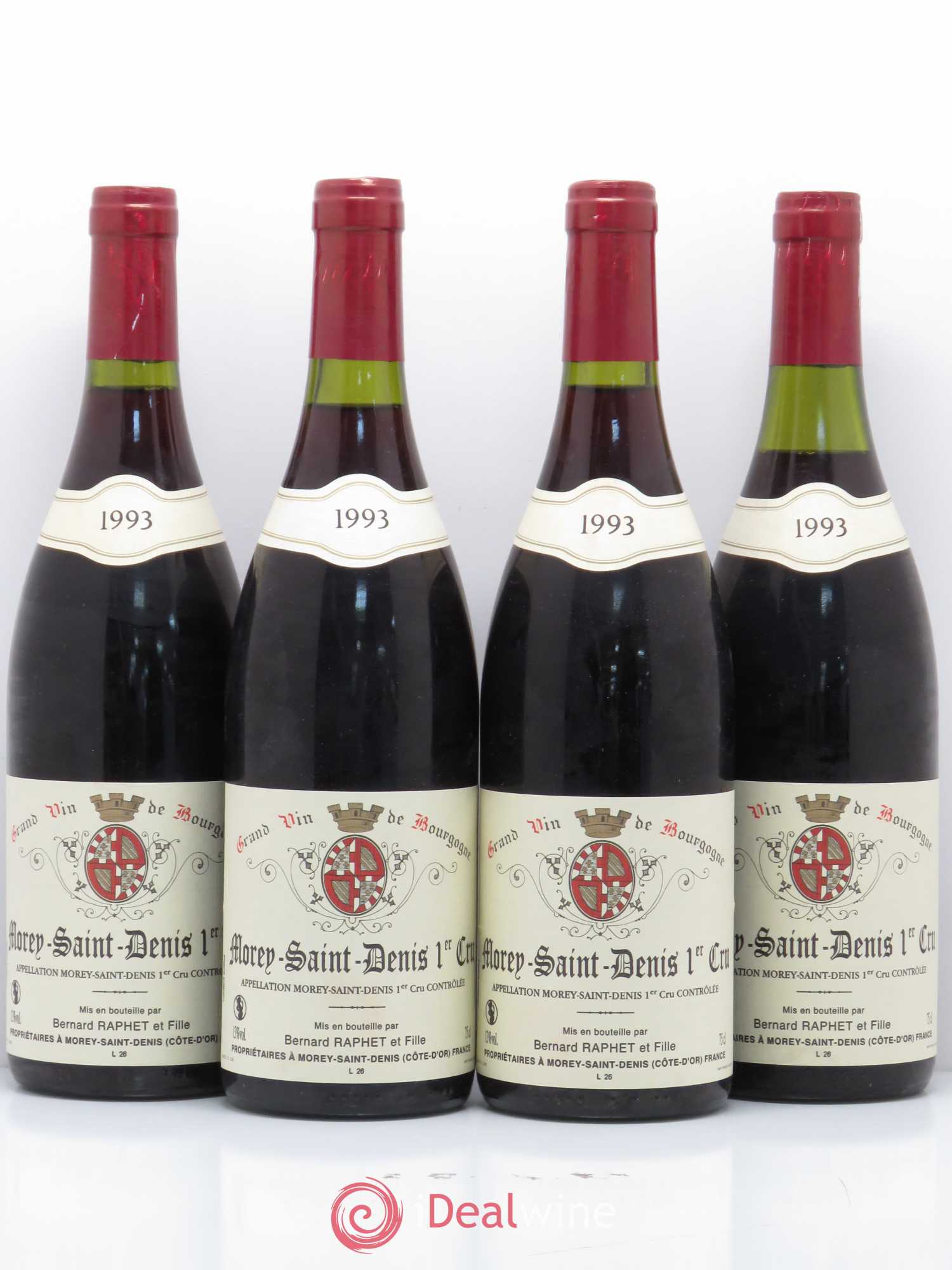 Morey-Saint-Denis 1er Cru Domaine Bernard Raphet 1993 - Lot de 4 bouteilles - 0