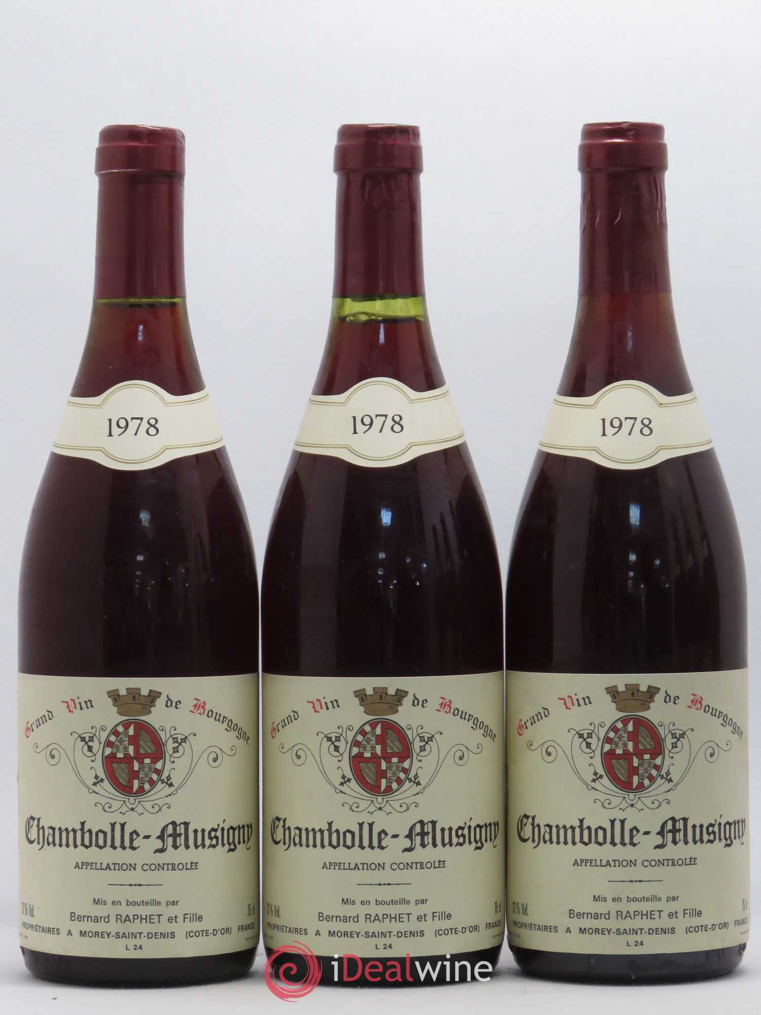 Chambolle-Musigny Domaine Bernard Raphet 1978 - Lot de 6 bouteilles - 1