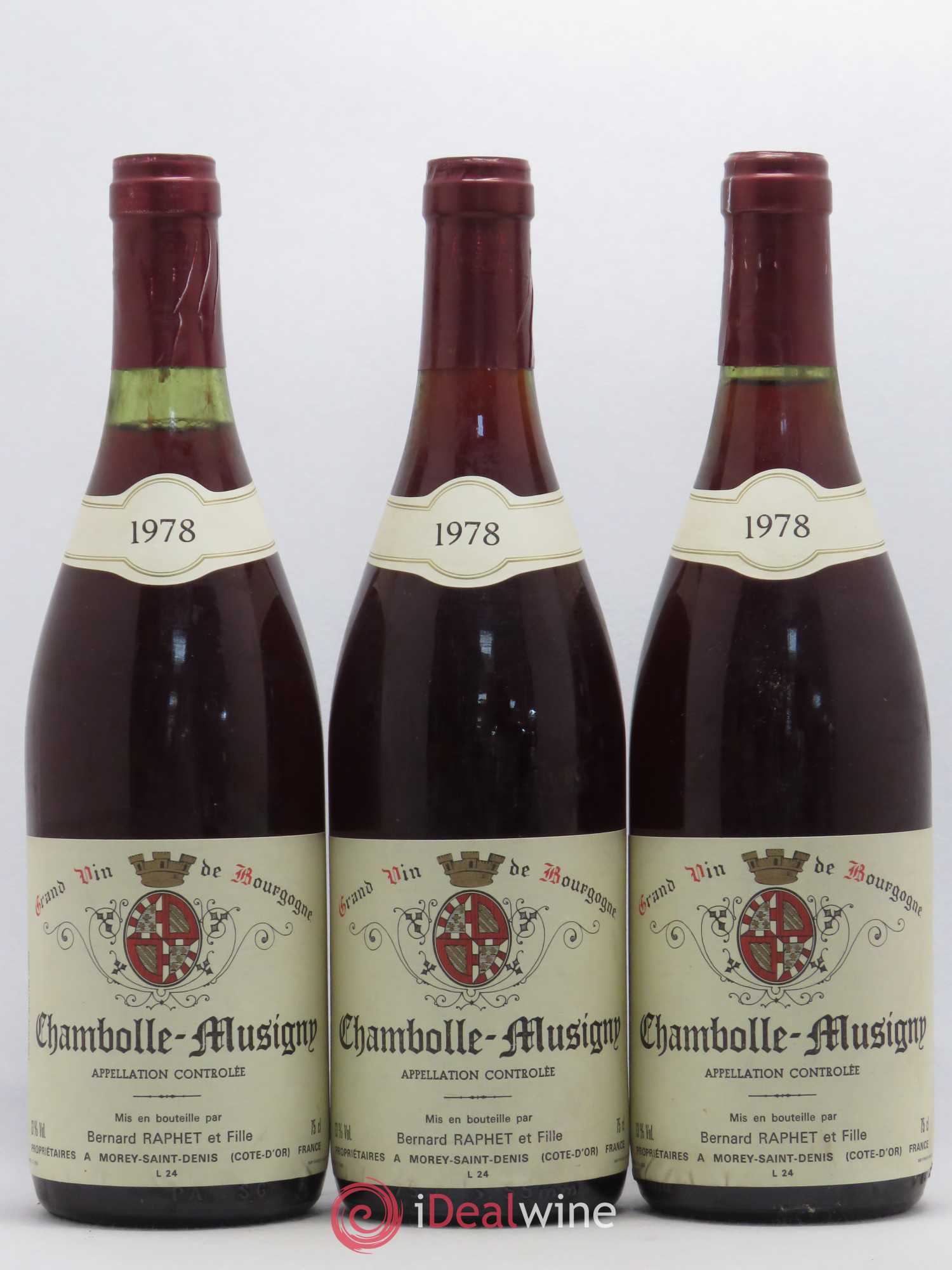 Chambolle-Musigny Domaine Bernard Raphet 1978 - Lot de 3 bouteilles - 0