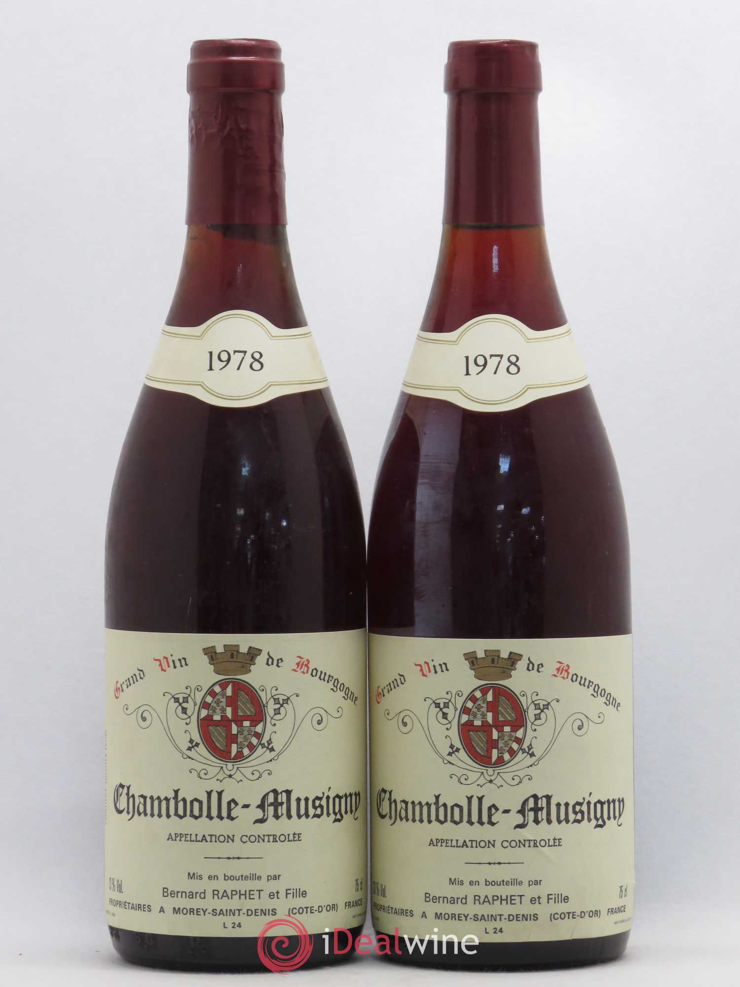 Chambolle-Musigny Domaine Bernard Raphet 1978 - Lot de 2 bouteilles - 0