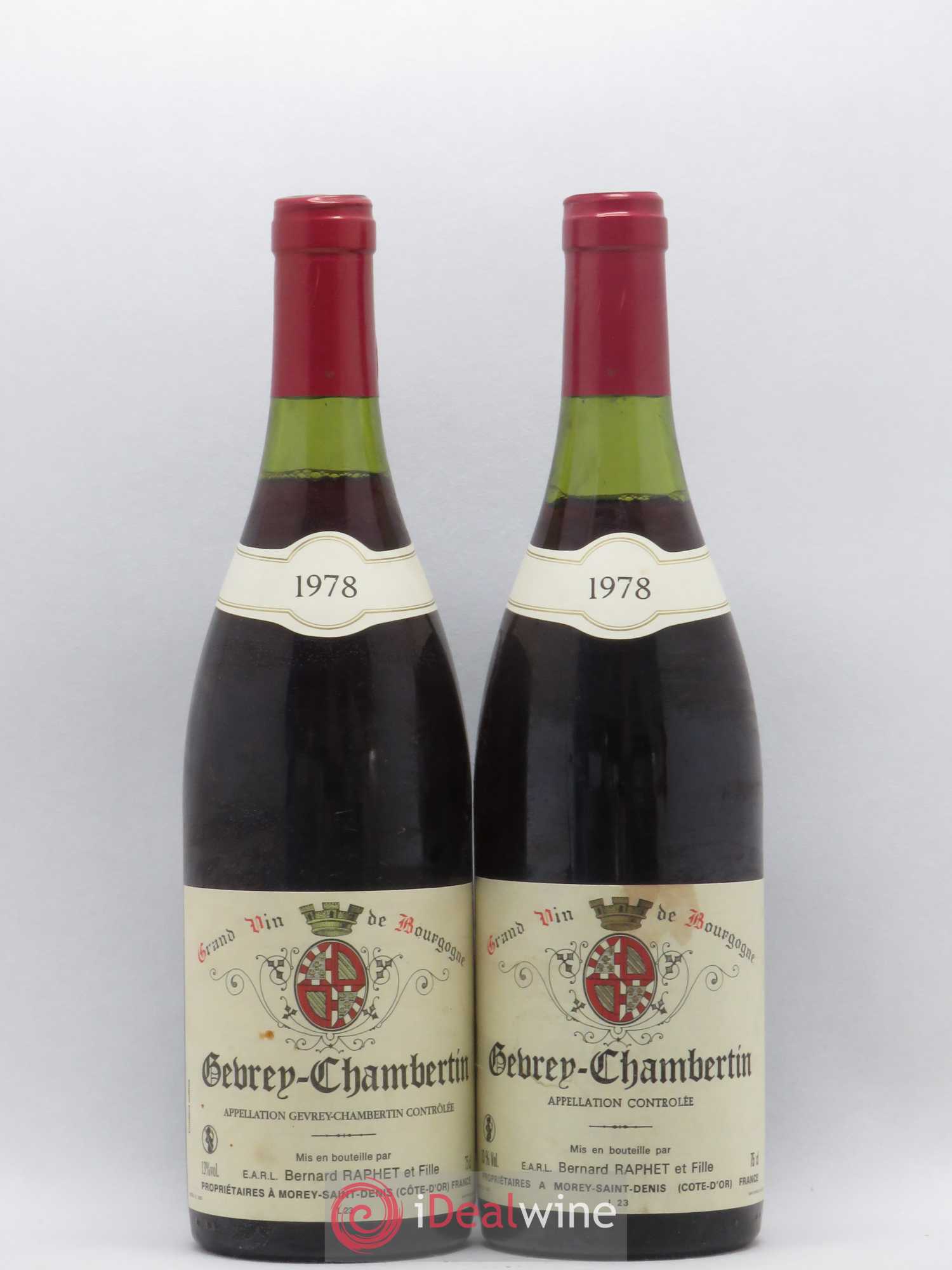 Gevrey-Chambertin Bernard Raphet et Fille 1978 - Posten von 2 Flaschen - 0