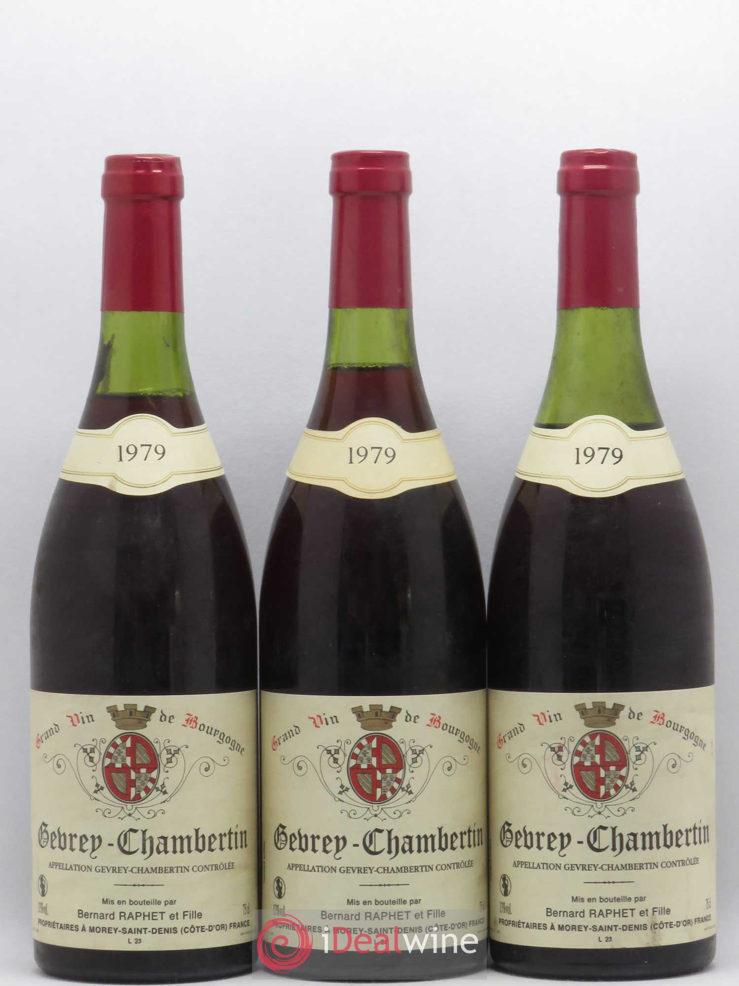 Gevrey-Chambertin Bernard Raphet et Fille 1979 - Posten von 3 Flaschen - 0