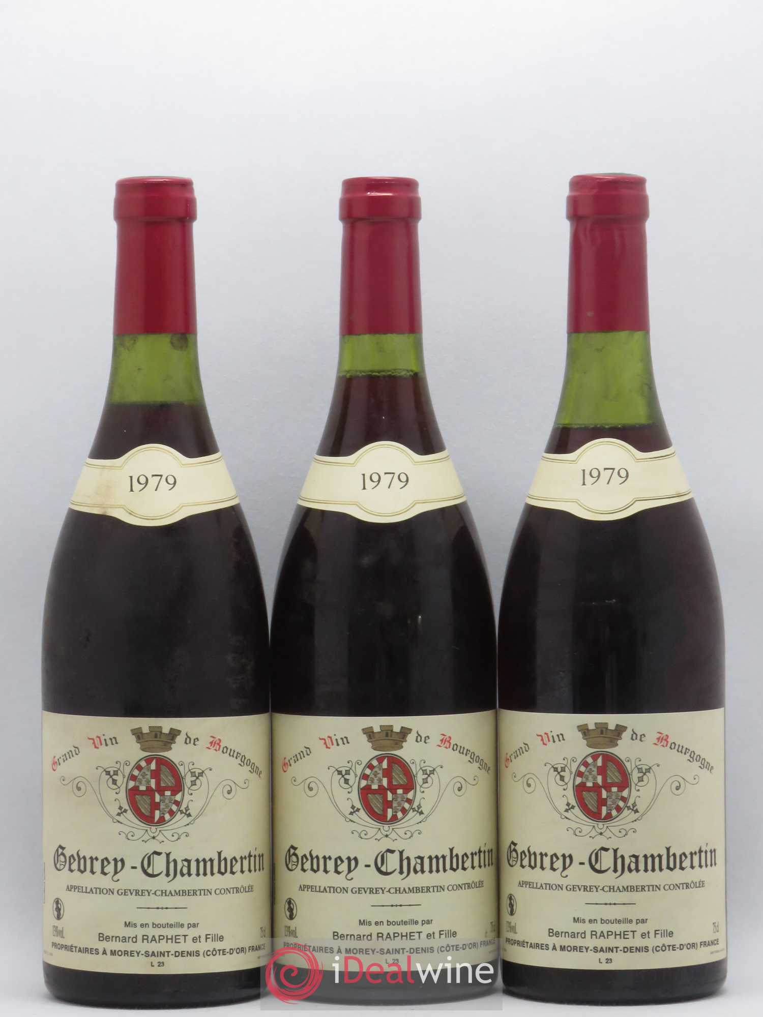Gevrey-Chambertin Bernard Raphet et Fille 1979 - Posten von 3 Flaschen - 0