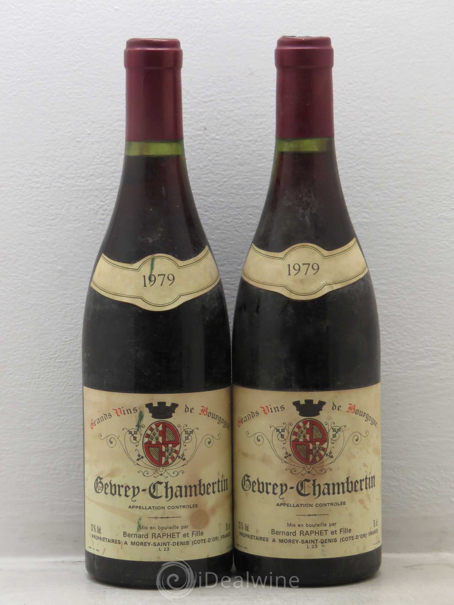 Gevrey-Chambertin Domaine Bernard Raphet 1979 - Lot de 2 bouteilles - 0